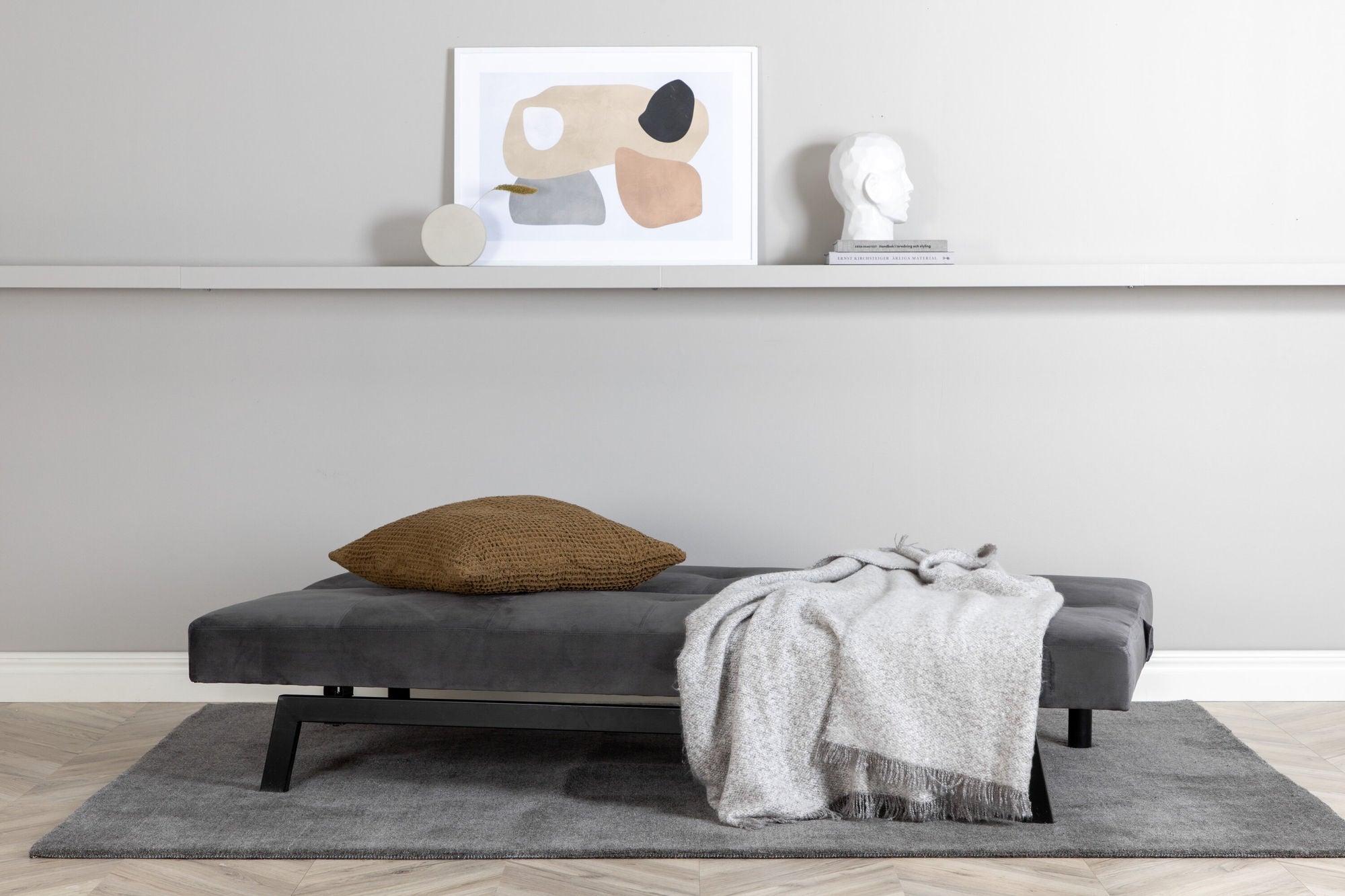 Schlafsofa Bodil aus Samt - Dunkelgrau-Schlafsofa-Venture Home-le canapé