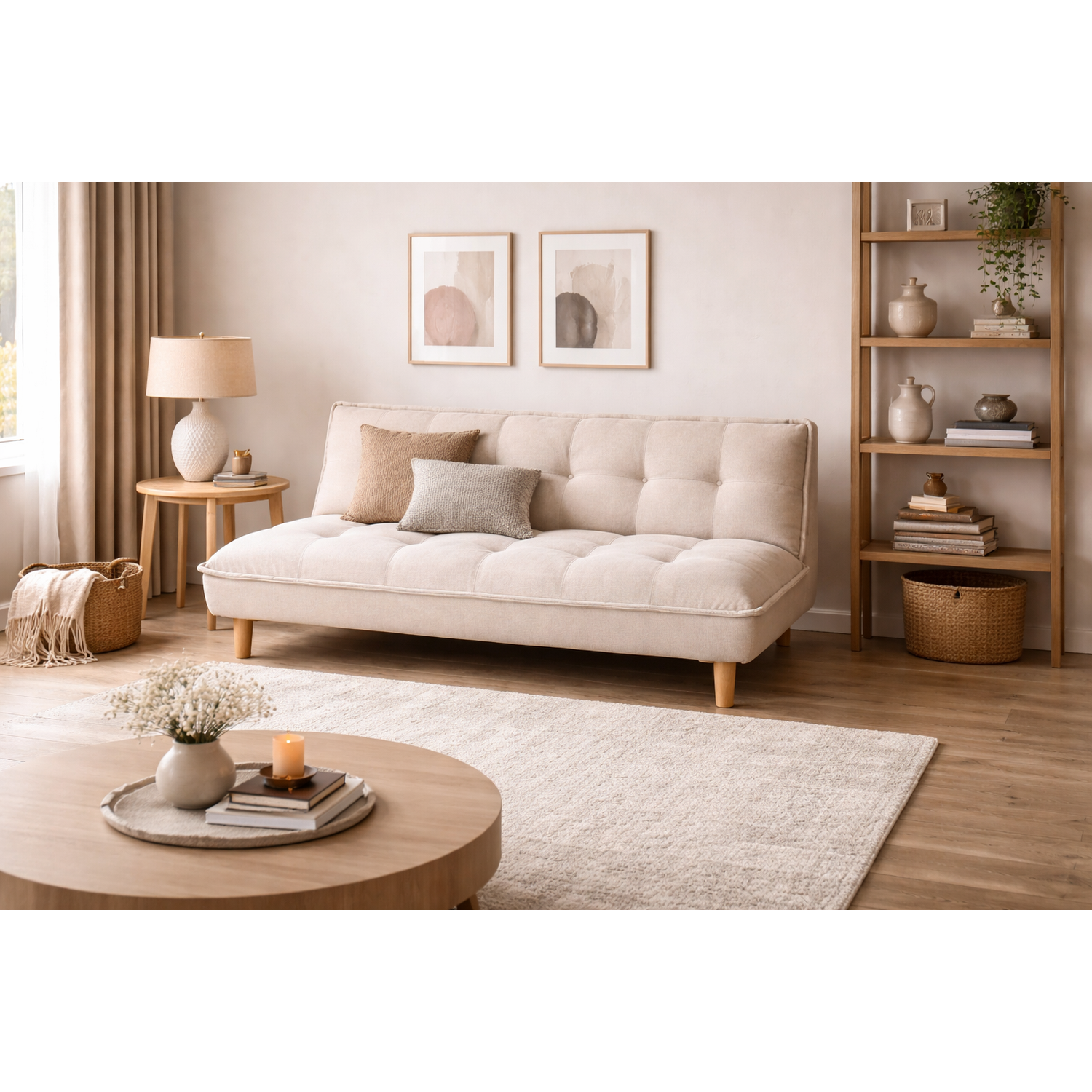 Schlafsofa Gertrud aus Cord 182cm - Beige-Schlafsofas-Venture Home-le canapé