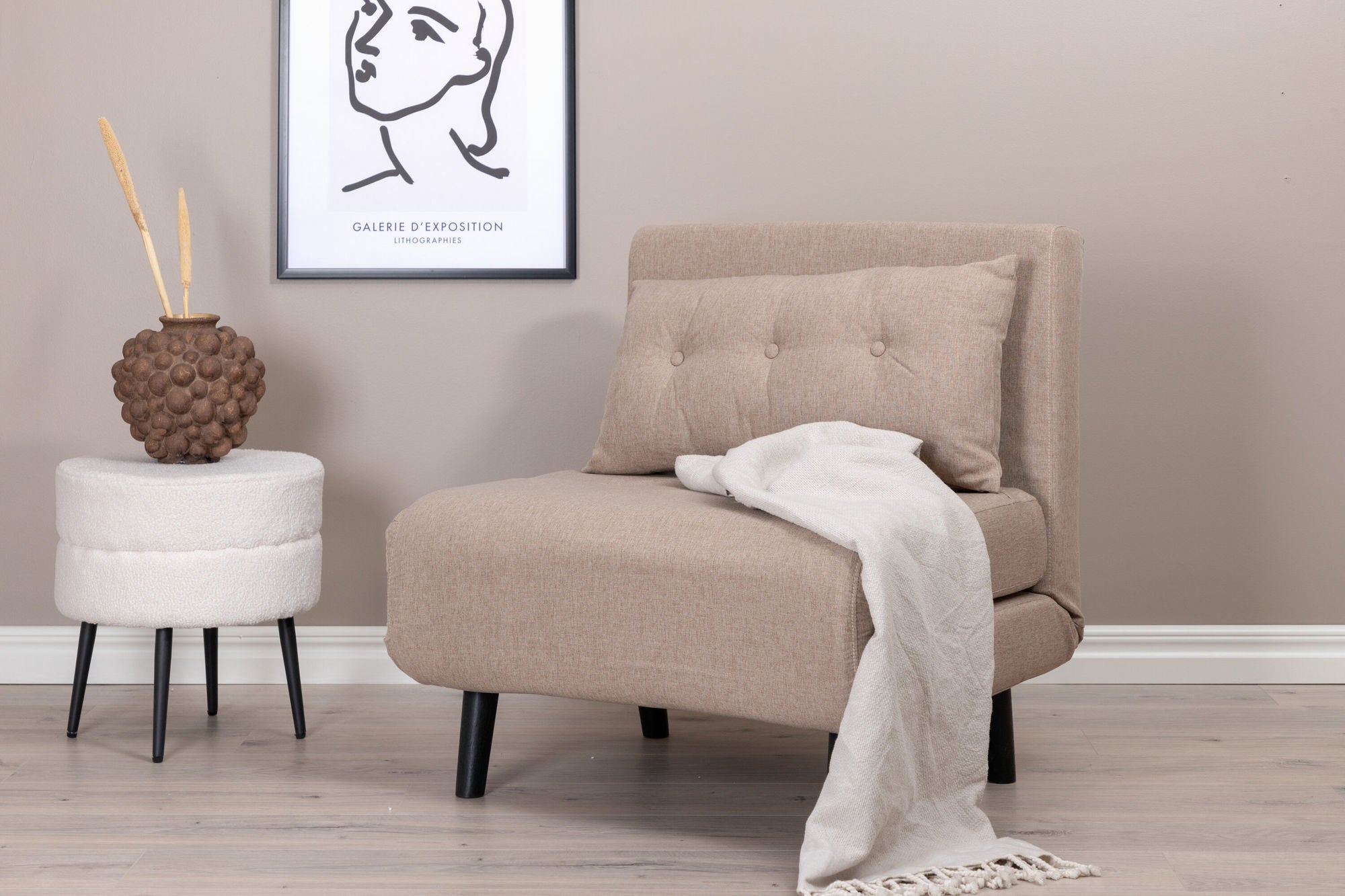 Schlafsofa Vicky aus Stoff - Hellbraun-Schlafsofa-Venture Home-le canapé