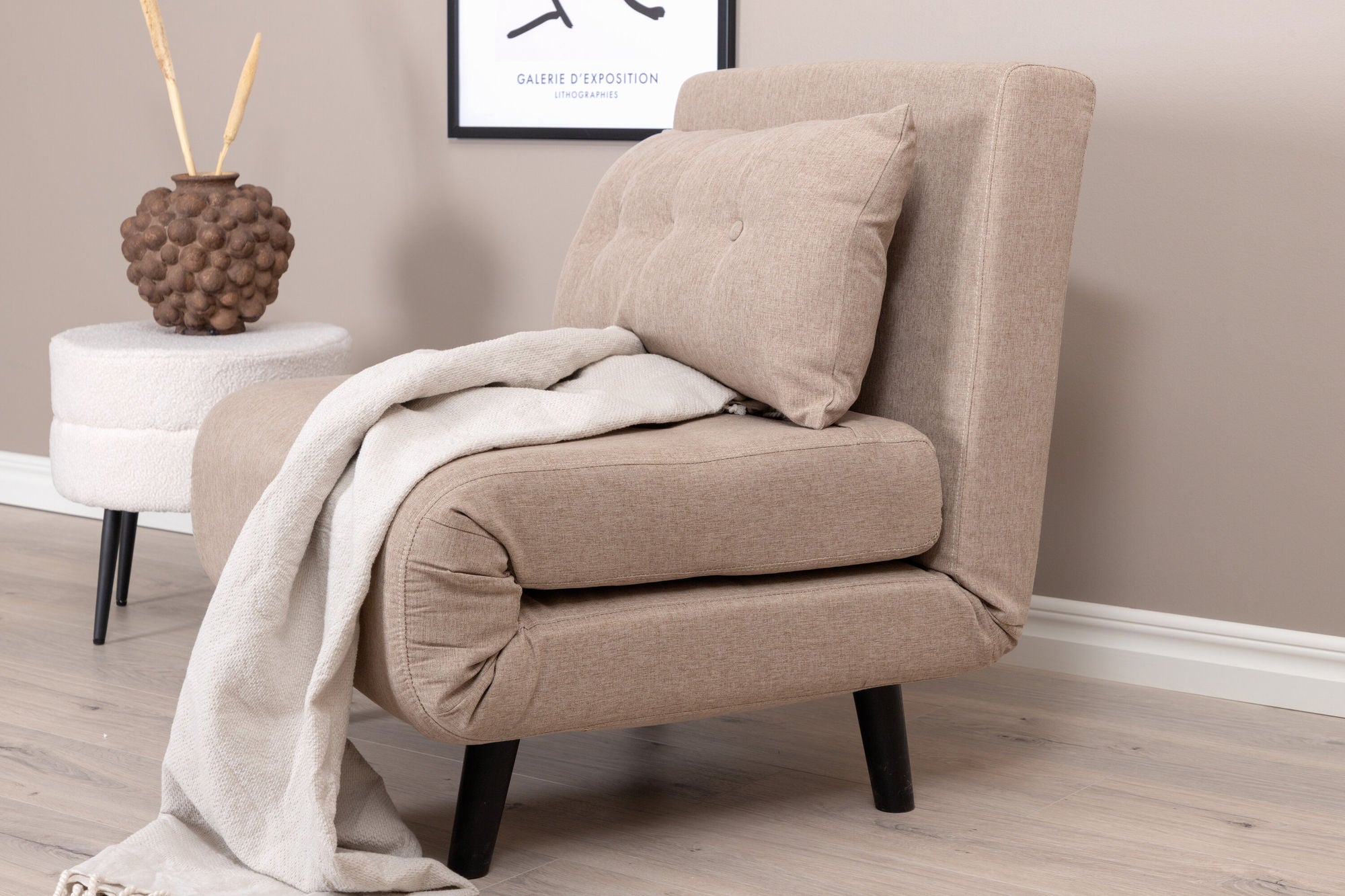 Schlafsofa Vicky aus Stoff - Hellbraun-Schlafsofa-Venture Home-le canapé