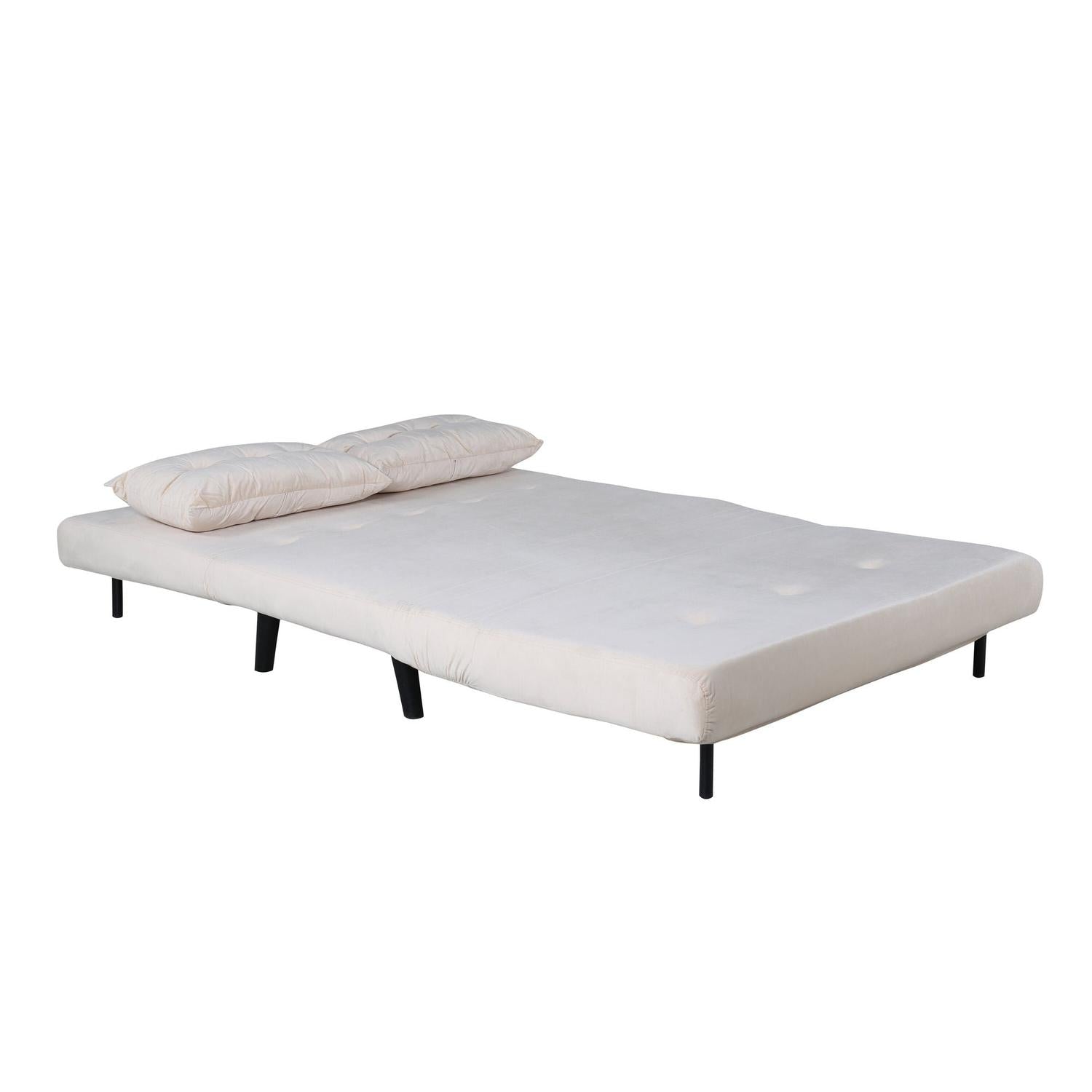 Schlafsofa Vicky Doppel aus Samt - Beige-Schlafsofa-Venture Home-le canapé