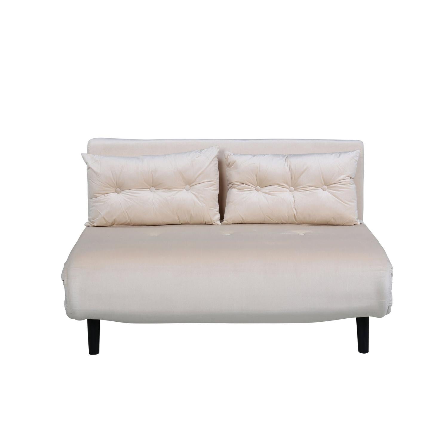 Schlafsofa Vicky Doppel aus Samt - Beige-Schlafsofas-Venture Home-le canapé