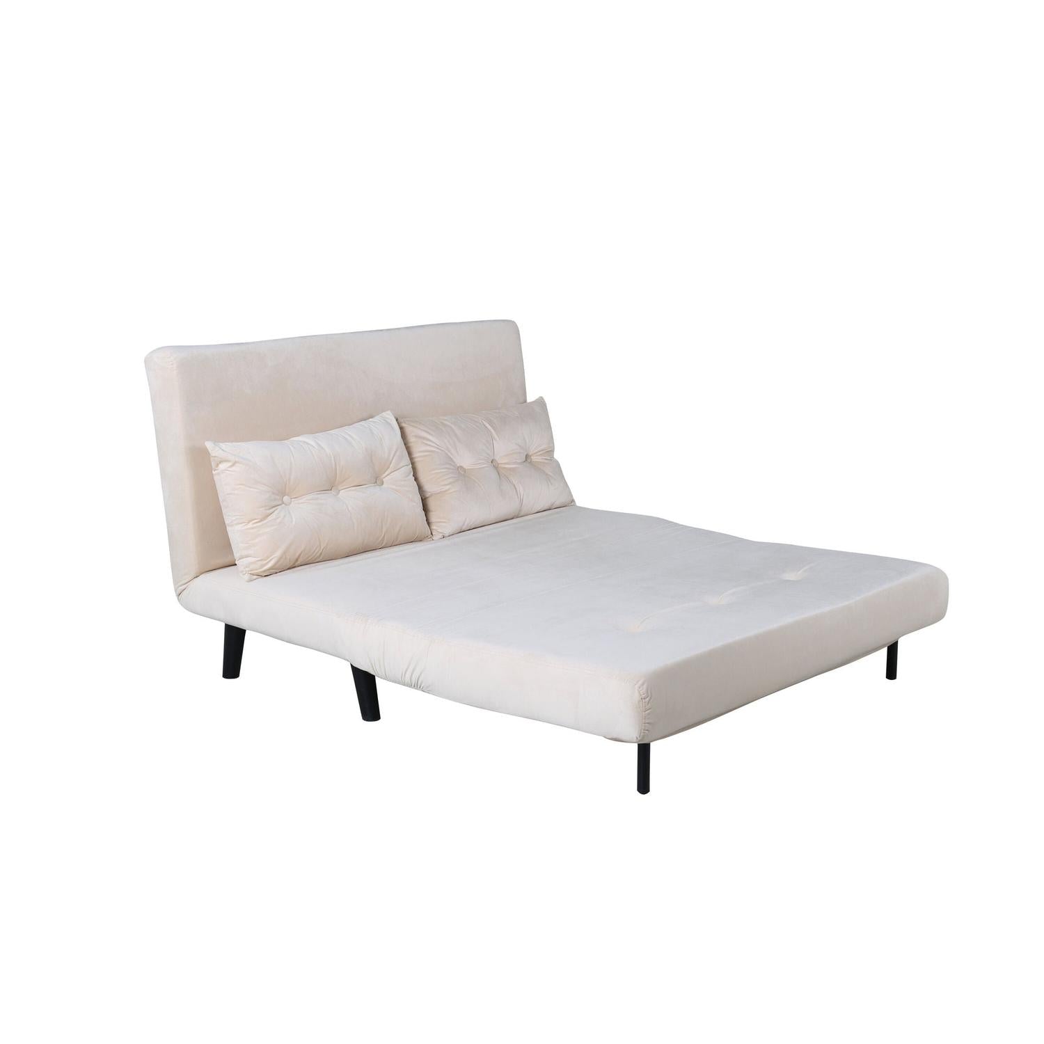 Schlafsofa Vicky Doppel aus Samt - Beige-Schlafsofas-Venture Home-le canapé