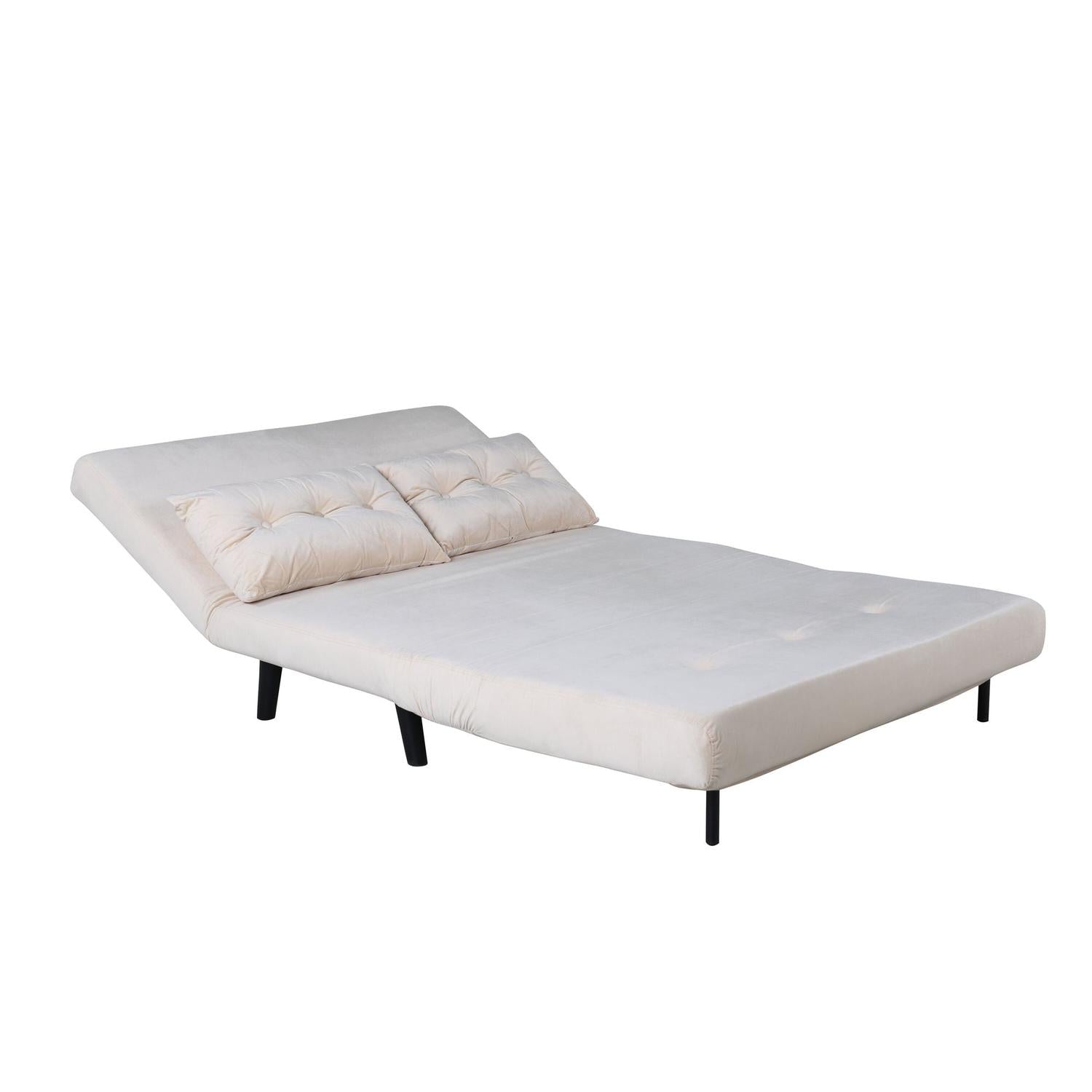 Schlafsofa Vicky Doppel aus Samt - Beige-Schlafsofas-Venture Home-le canapé
