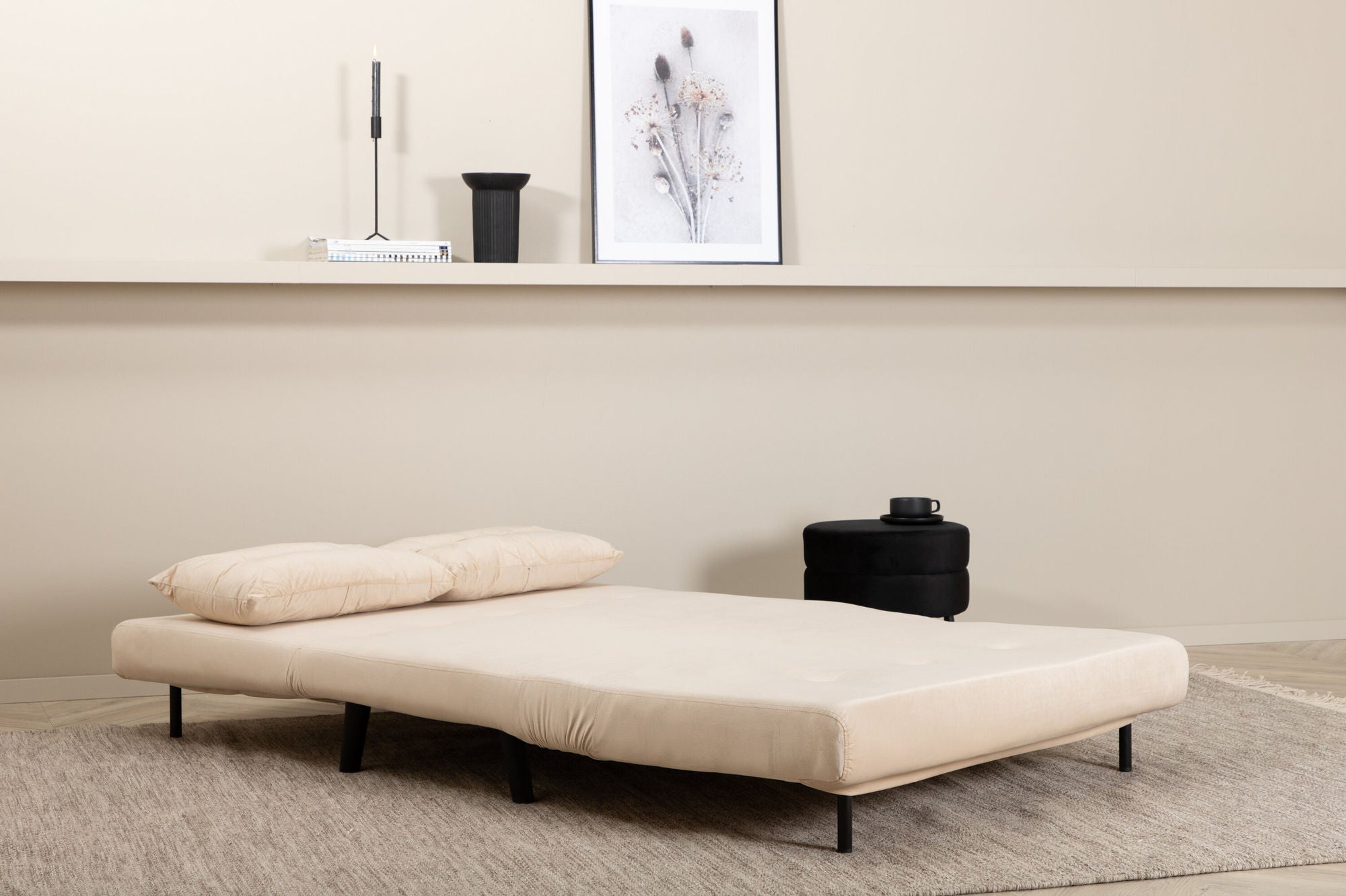 Schlafsofa Vicky Doppel aus Samt - Beige-Schlafsofas-Venture Home-le canapé