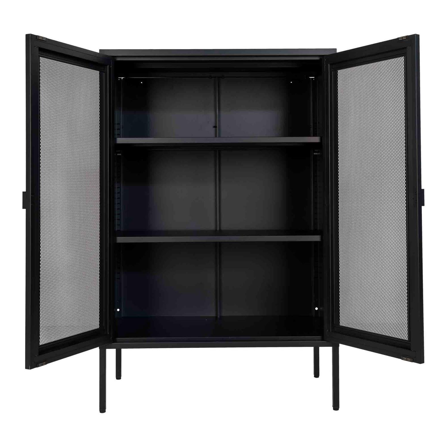 Schrank Melbourne mit Gittertüren 120cm - Schwarz-Mehrzweckschränke-House Nordic-le canapé
