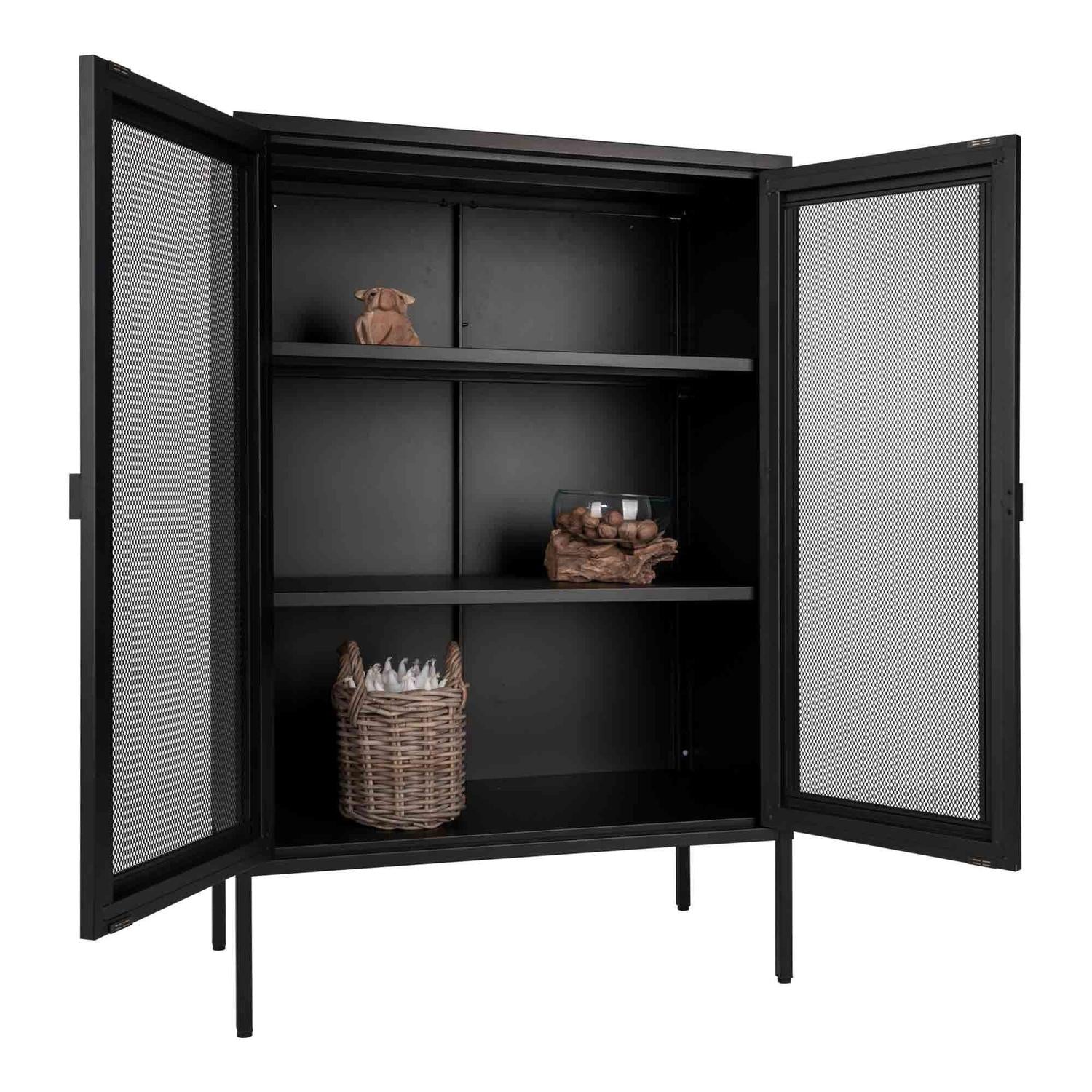 Schrank Melbourne mit Gittertüren 120cm - Schwarz-Mehrzweckschränke-House Nordic-le canapé