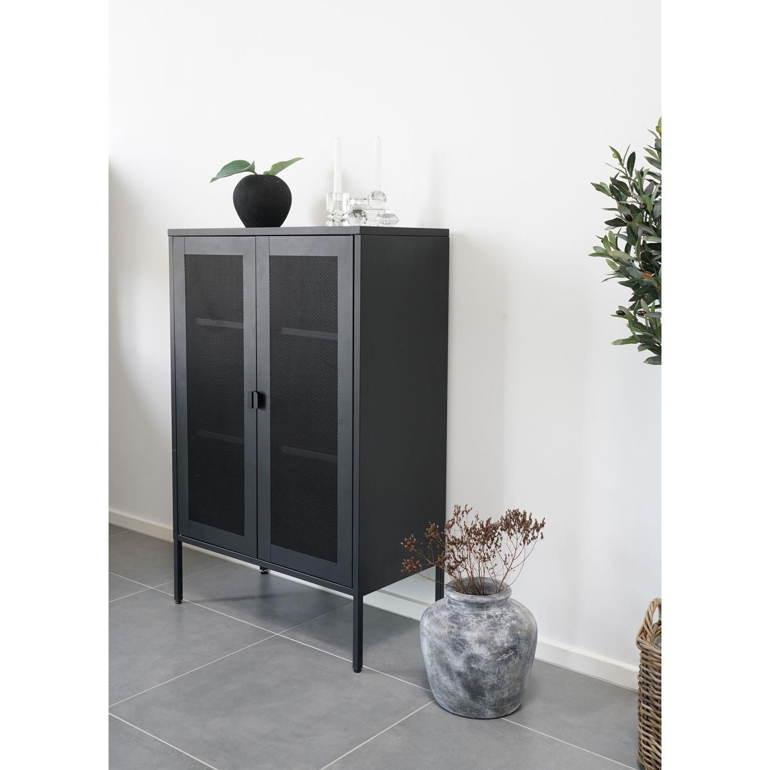 Schrank Melbourne mit Gittertüren 120cm - Schwarz-Mehrzweckschränke-House Nordic-le canapé