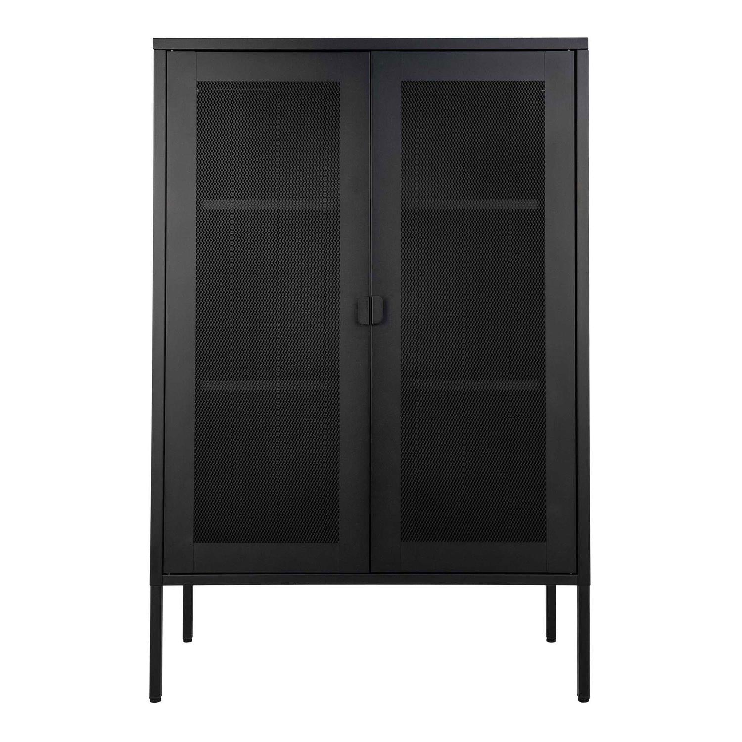 Schrank Melbourne mit Gittertüren 120cm - Schwarz-Mehrzweckschränke-House Nordic-le canapé
