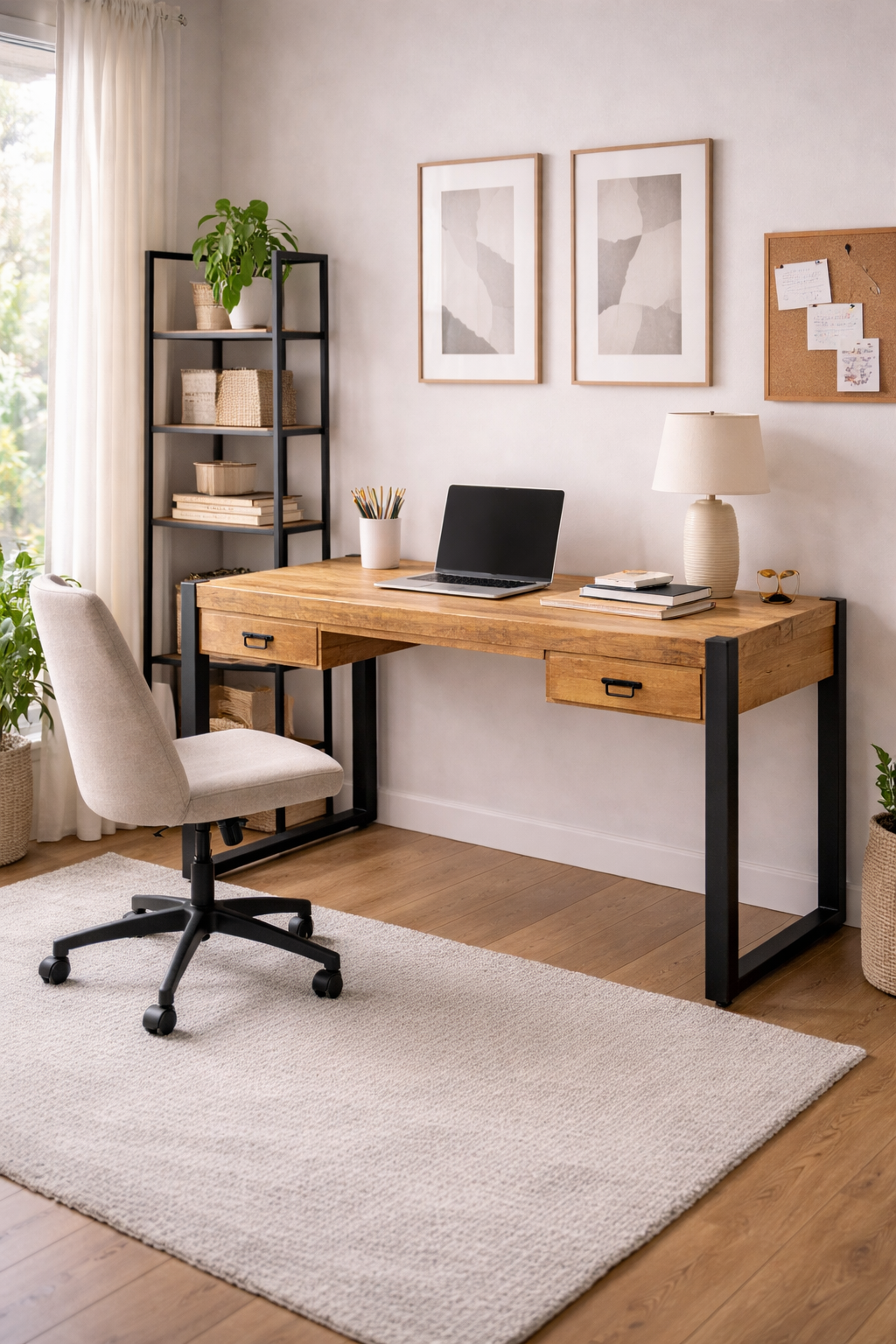 Schreibtisch Britt aus Mangoholz 150cm - Hellbraun-Schreibtische-Benoa-le canapé