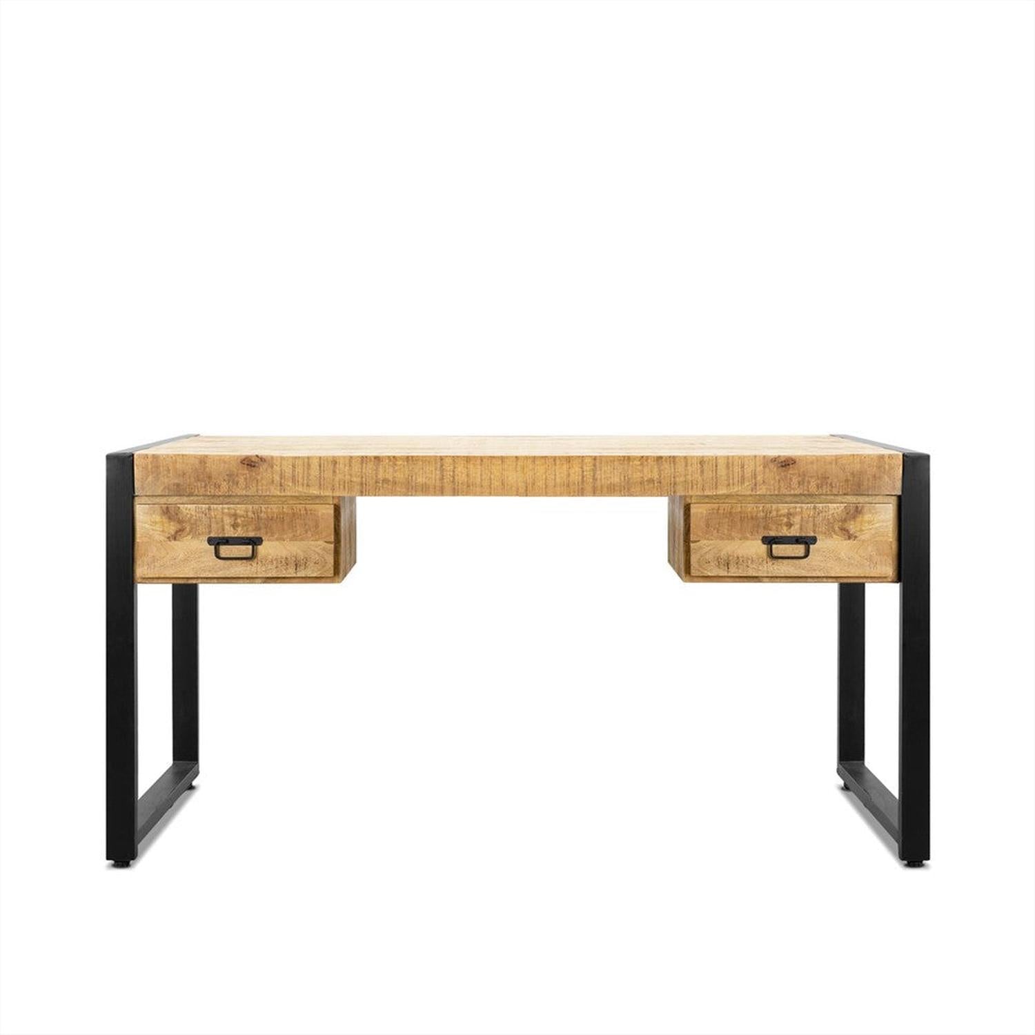 Schreibtisch Britt aus Mangoholz 150cm - Hellbraun-Schreibtische-Benoa-le canapé