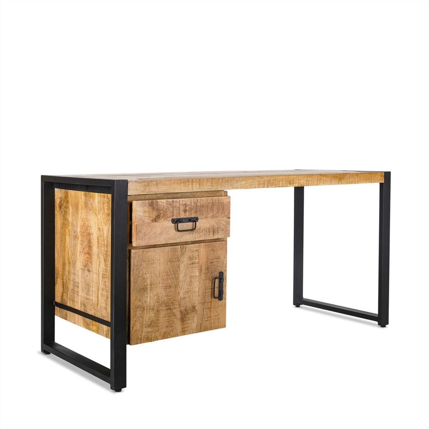 Schreibtisch Britt mit Schublade und Tür 145cm - Hellbraun-Schreibtische-Benoa-le canapé
