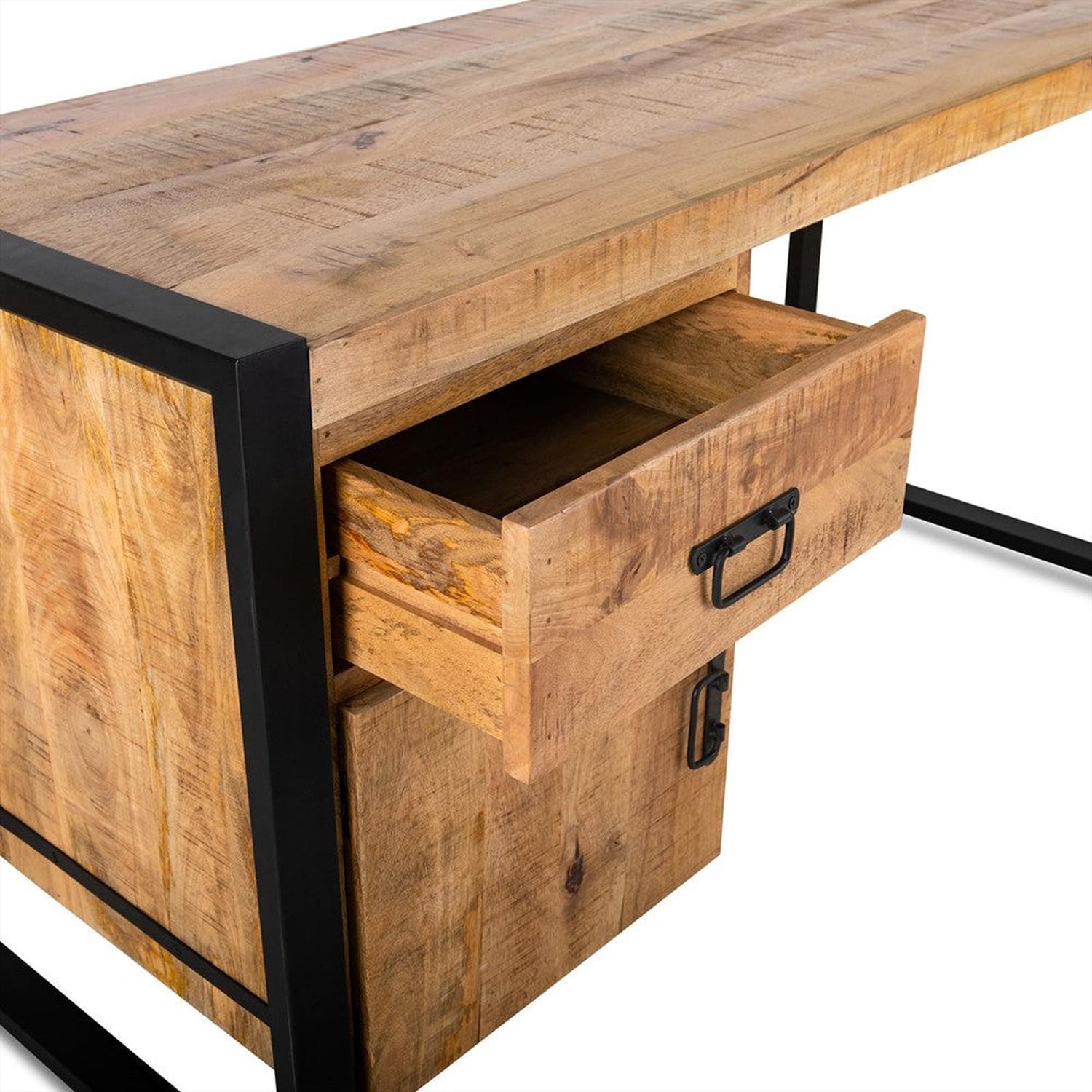Schreibtisch Britt mit Schublade und Tür 145cm - Hellbraun-Schreibtische-Benoa-le canapé