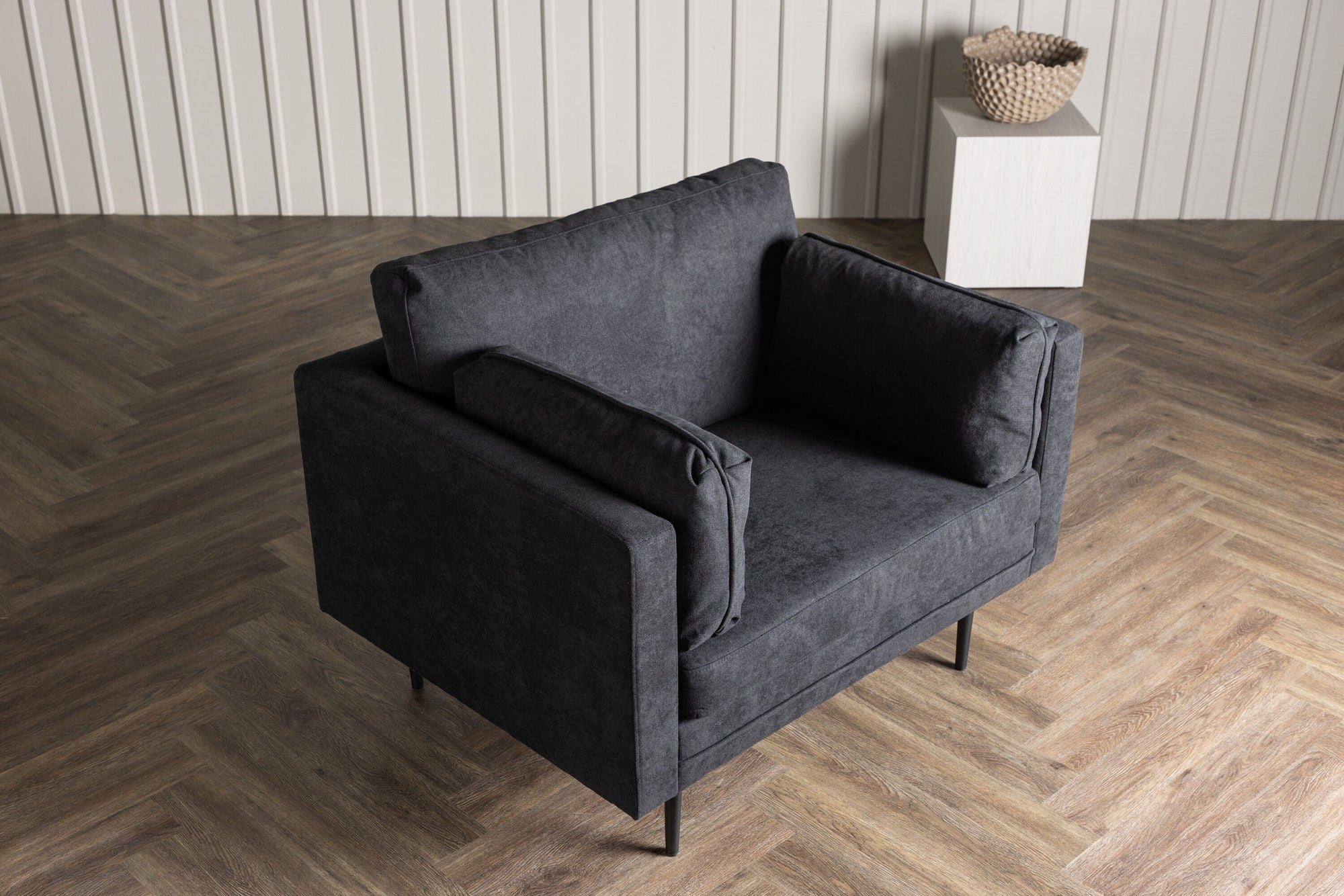 Sessel Boom aus Leinen - Schwarz-Sessel-Venture Home-le canapé