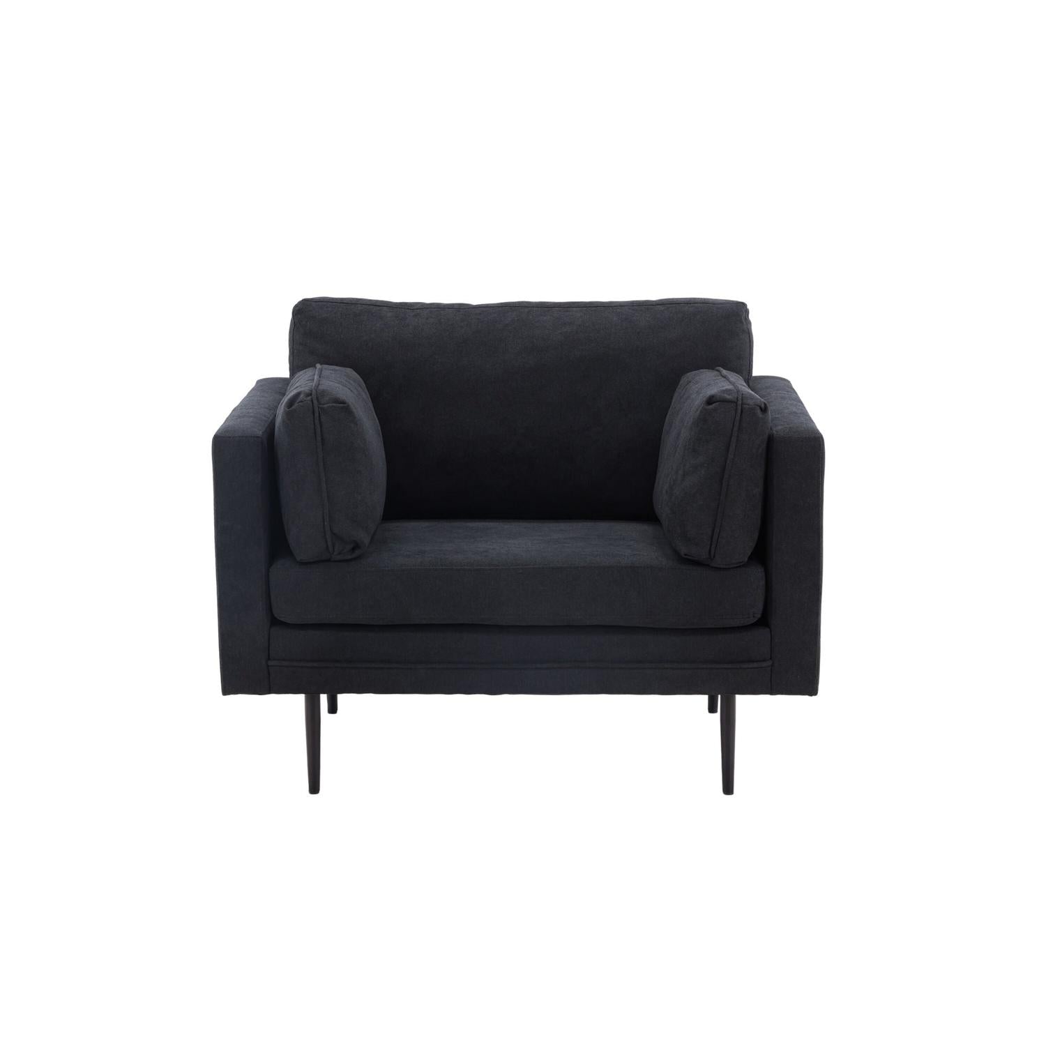 Sessel Boom aus Leinen - Schwarz-Sessel-Venture Home-le canapé