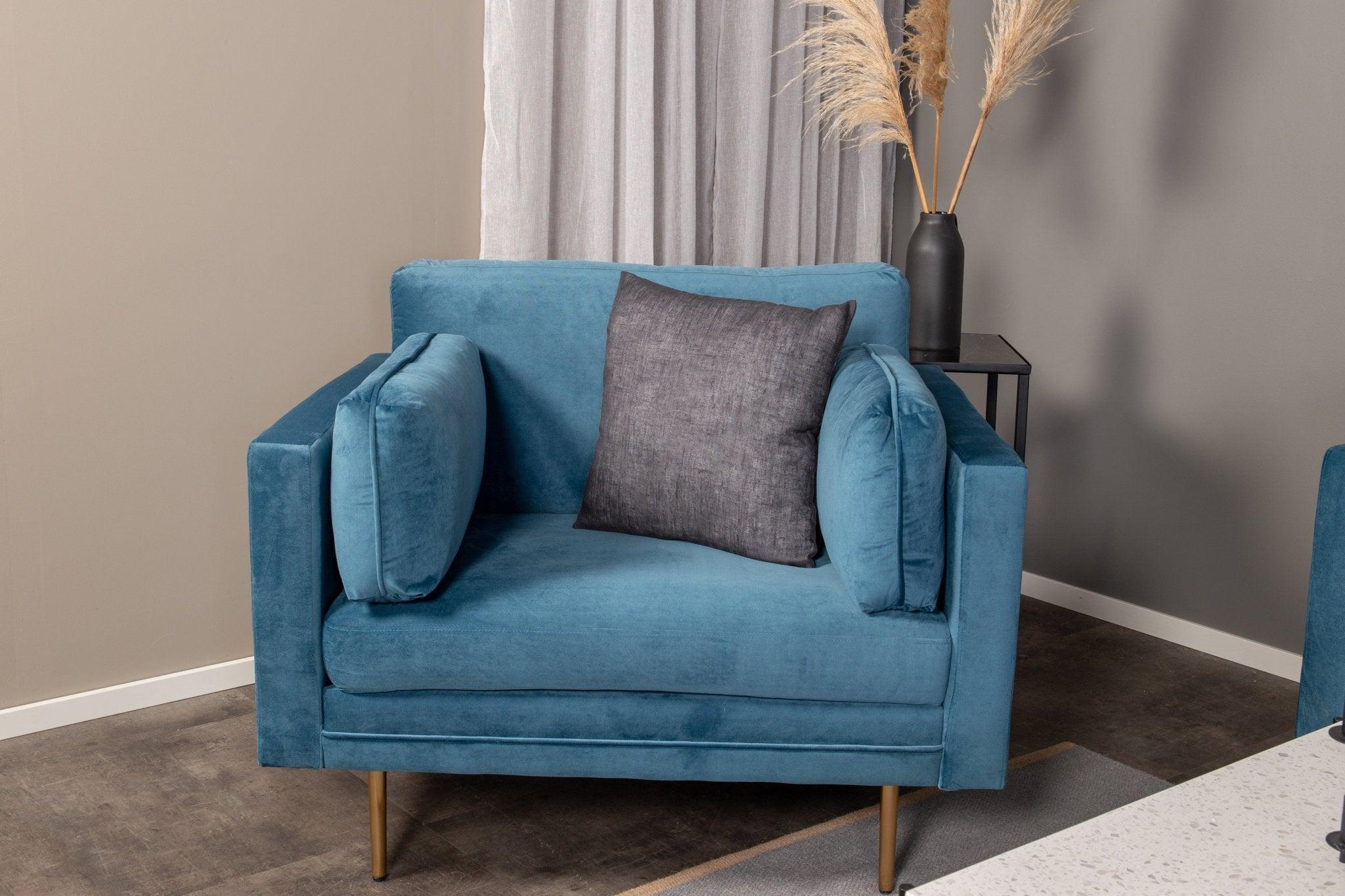 Sessel Boom aus Samt - Blau-Sessel-Venture Home-le canapé