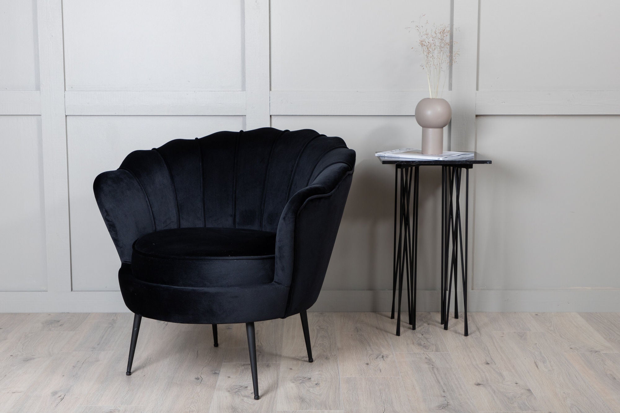 Sessel Calais aus Samt - Schwarz-Loungesessel-Venture Home-le canapé