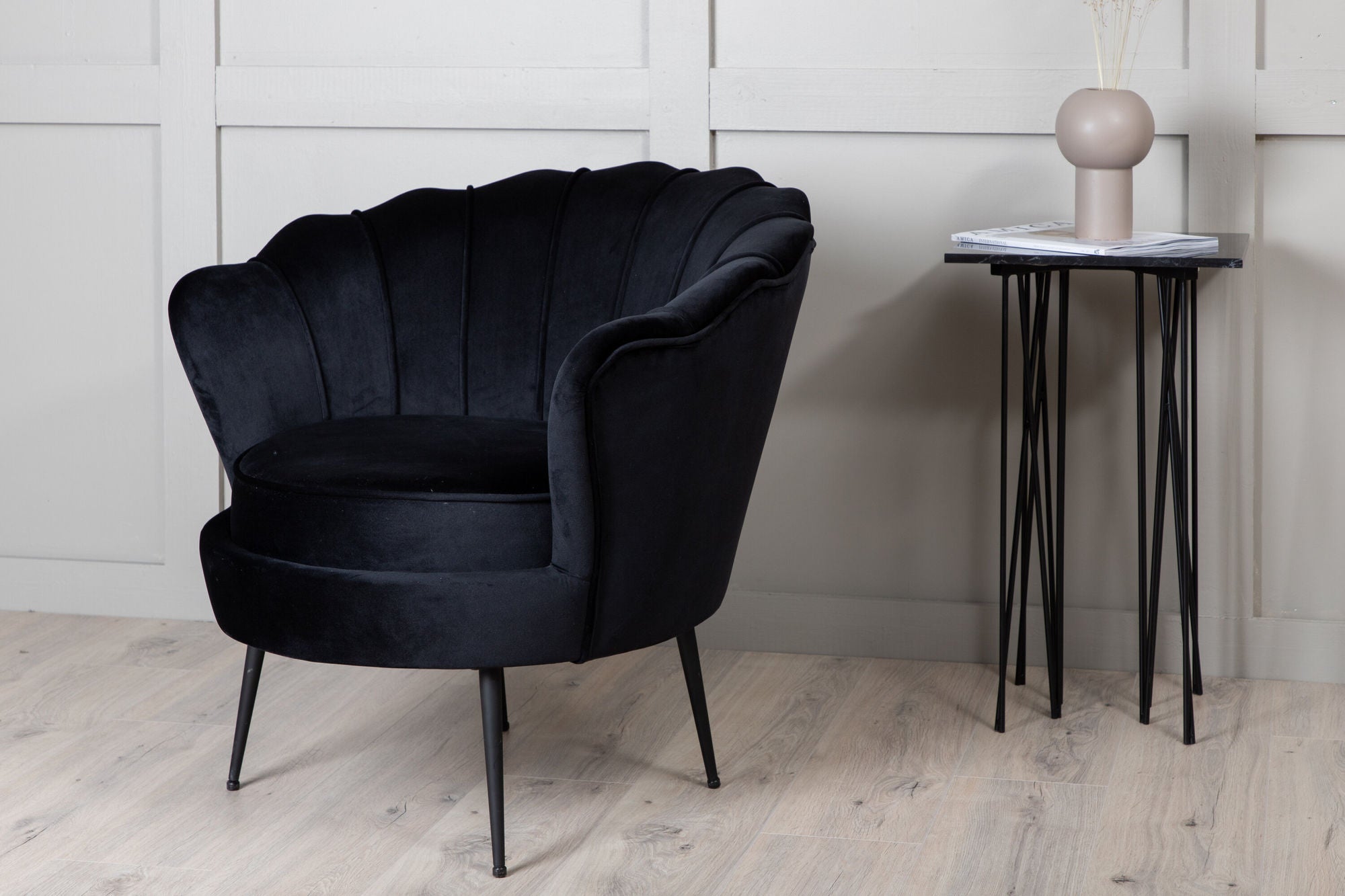 Sessel Calais aus Samt - Schwarz-Loungesessel-Venture Home-le canapé