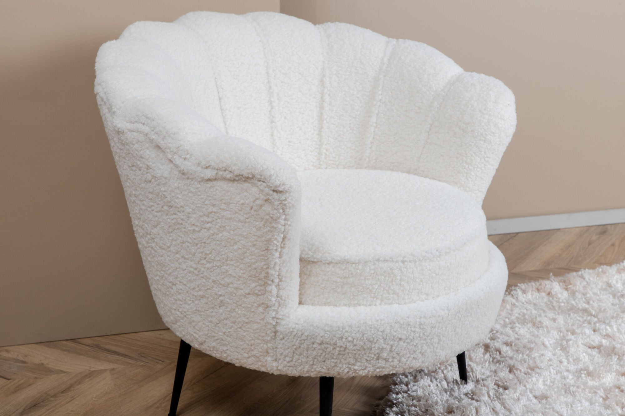 Sessel Calais aus Teddy Bouclé - Weiß-Loungesessel-Venture Home-le canapé