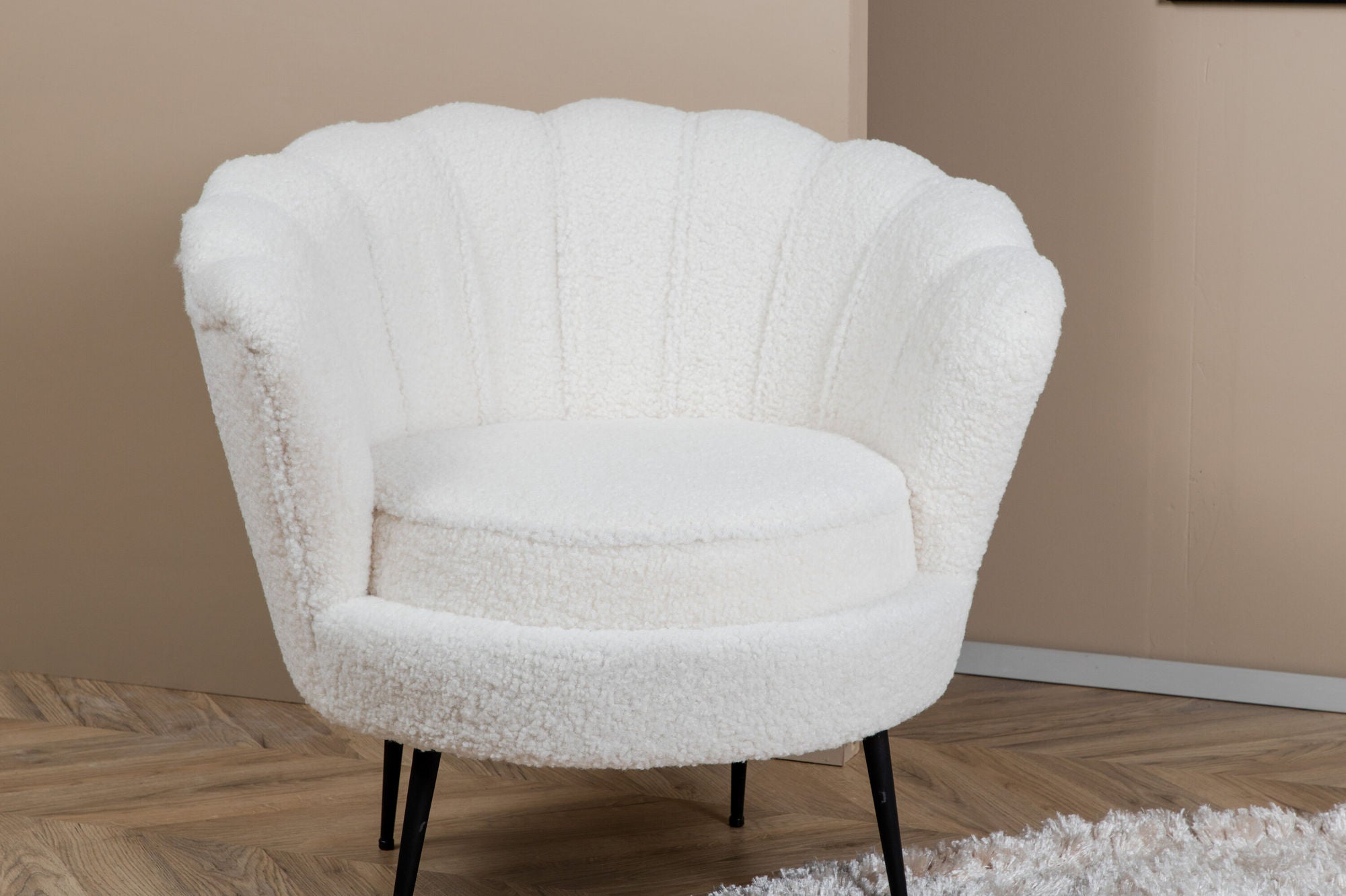 Sessel Calais aus Teddy Bouclé - Weiß-Loungesessel-Venture Home-le canapé