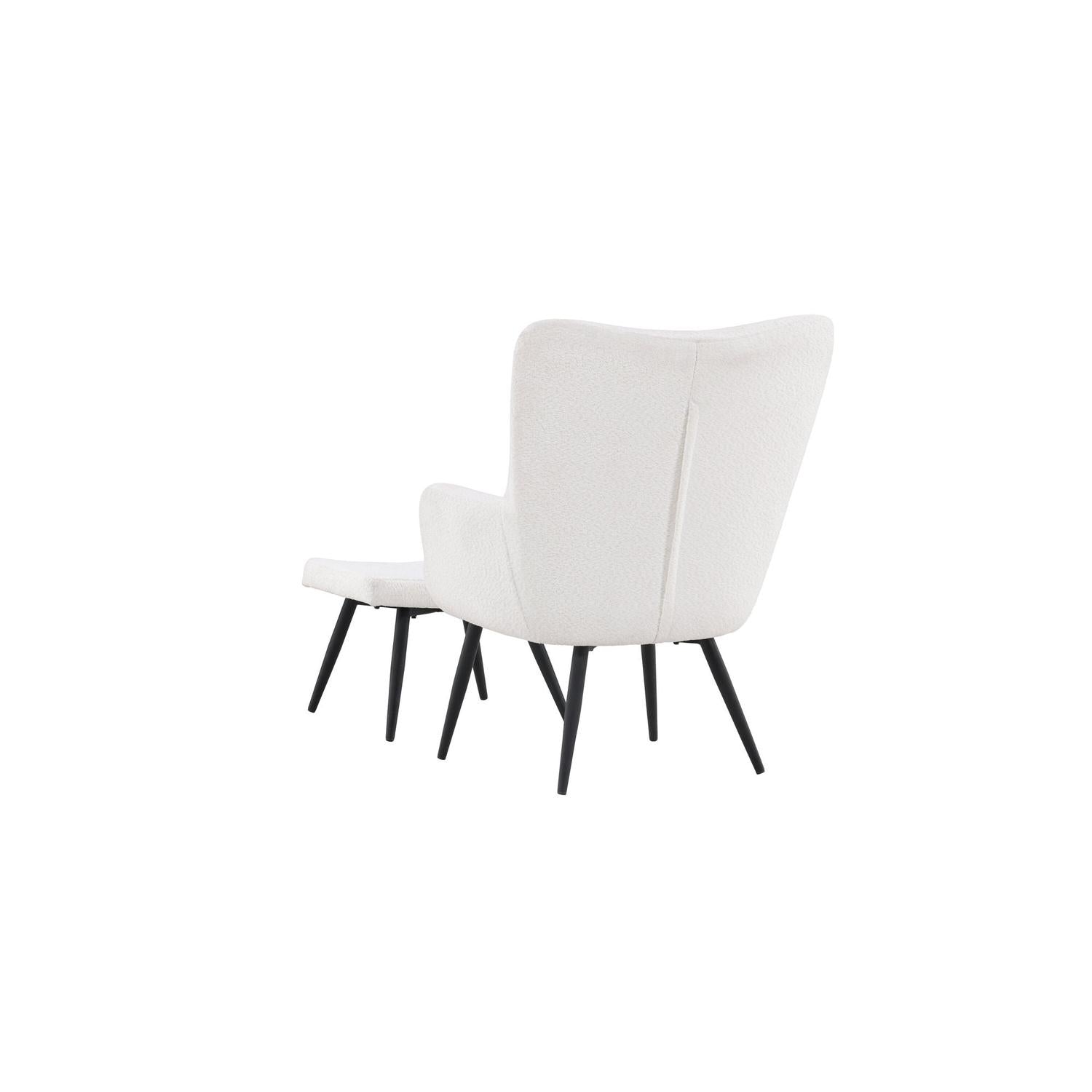 Sessel Como mit Fußhocker aus Teddy- Bouclé - Weiß-Sessel-Venture Home-le canapé