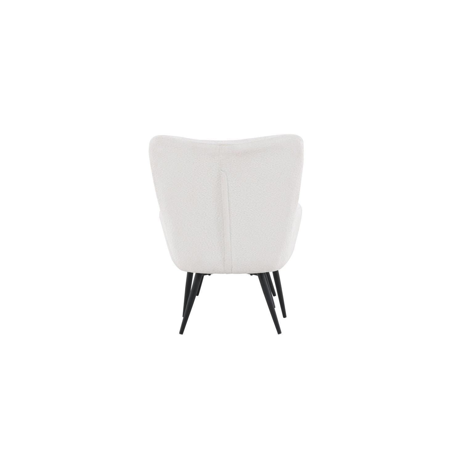 Sessel Como mit Fußhocker aus Teddy- Bouclé - Weiß-Sessel-Venture Home-le canapé