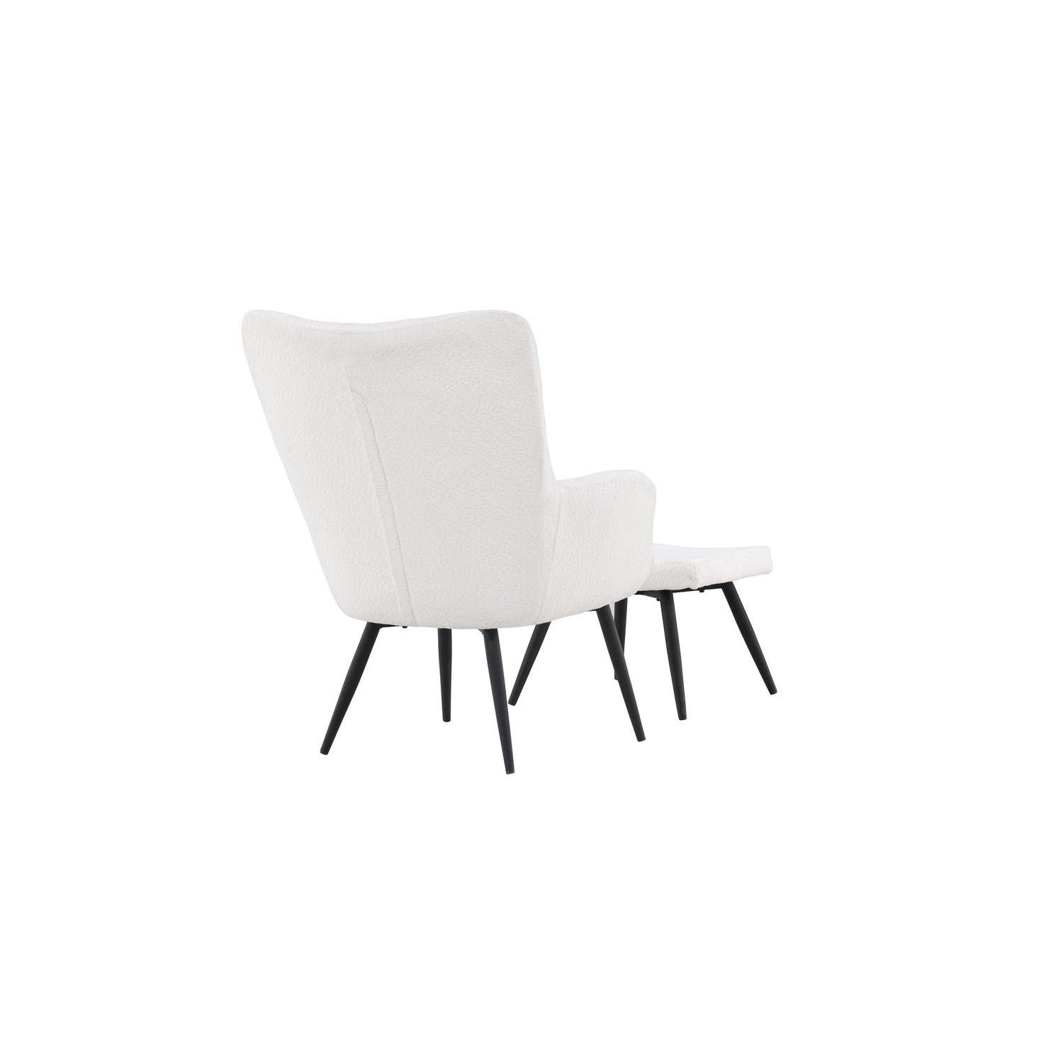 Sessel Como mit Fußhocker aus Teddy- Bouclé - Weiß-Sessel-Venture Home-le canapé