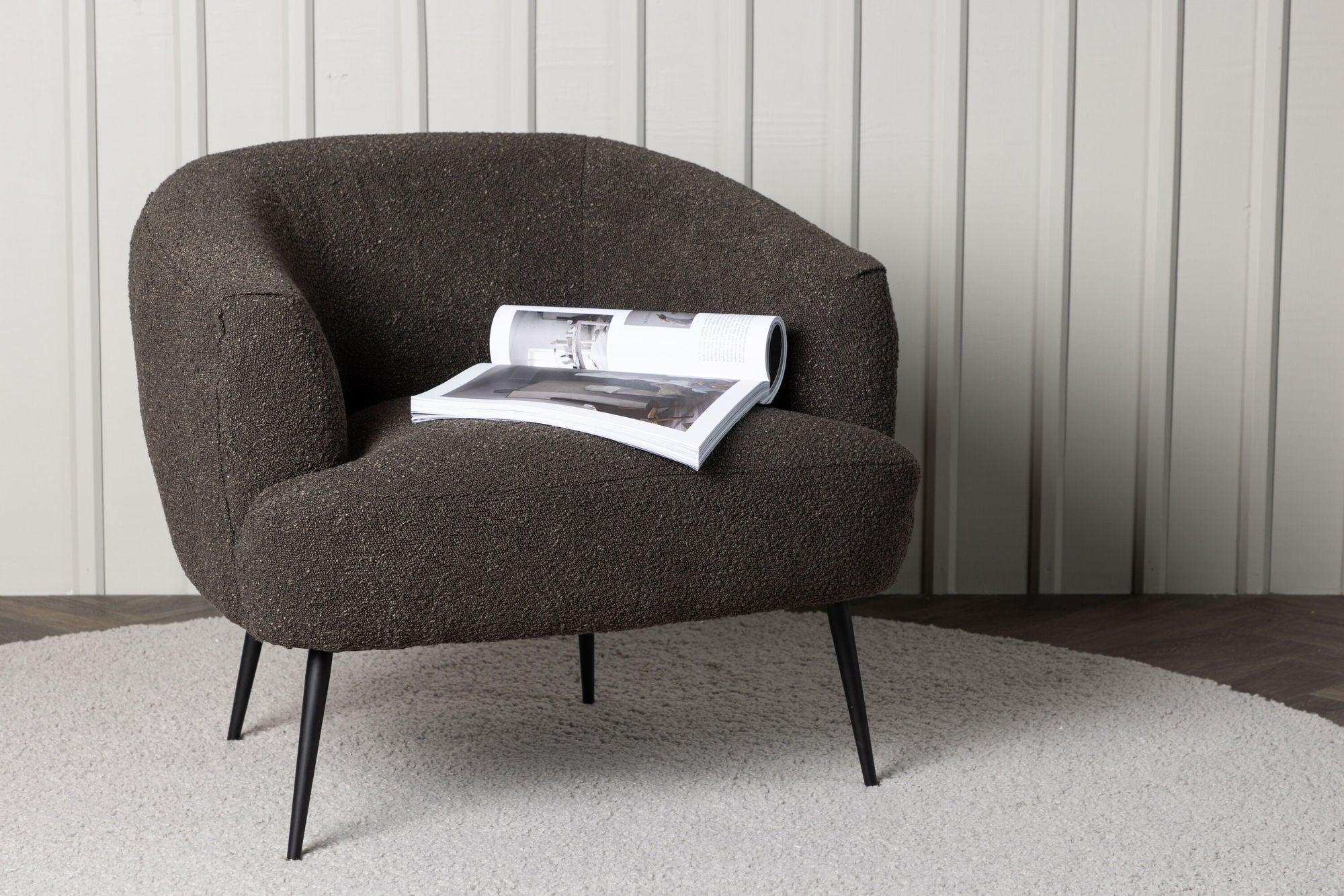 Sessel Derry aus Teddy Bouclé - Dunkelgrau-Sessel-Venture Home-le canapé