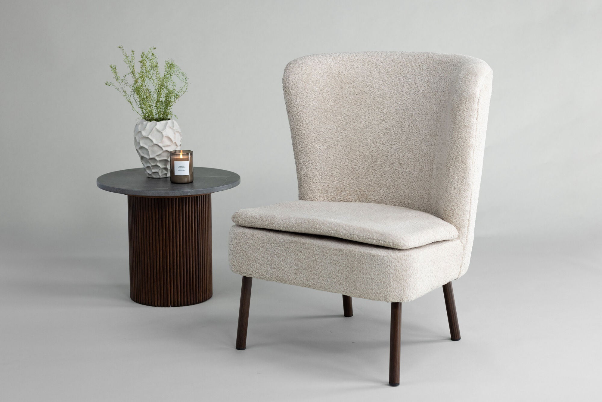 Sessel Hällsö aus Teddy-Bouclé - Beige-Sessel-Vind-le canapé