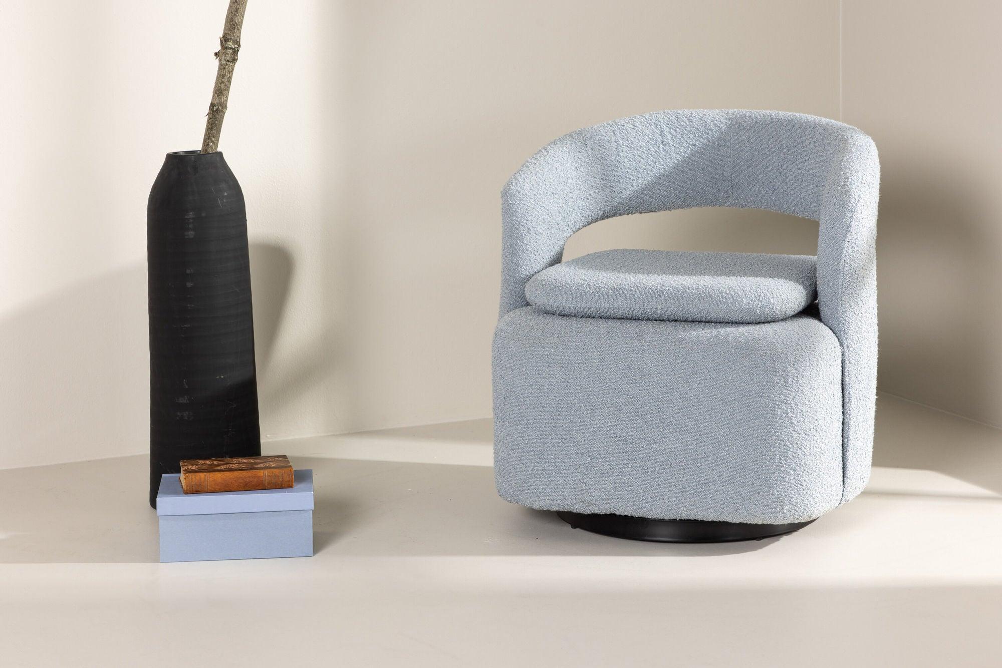 Sessel Laurel Drehsessel aus Teddy-Bouclé - Babyblau