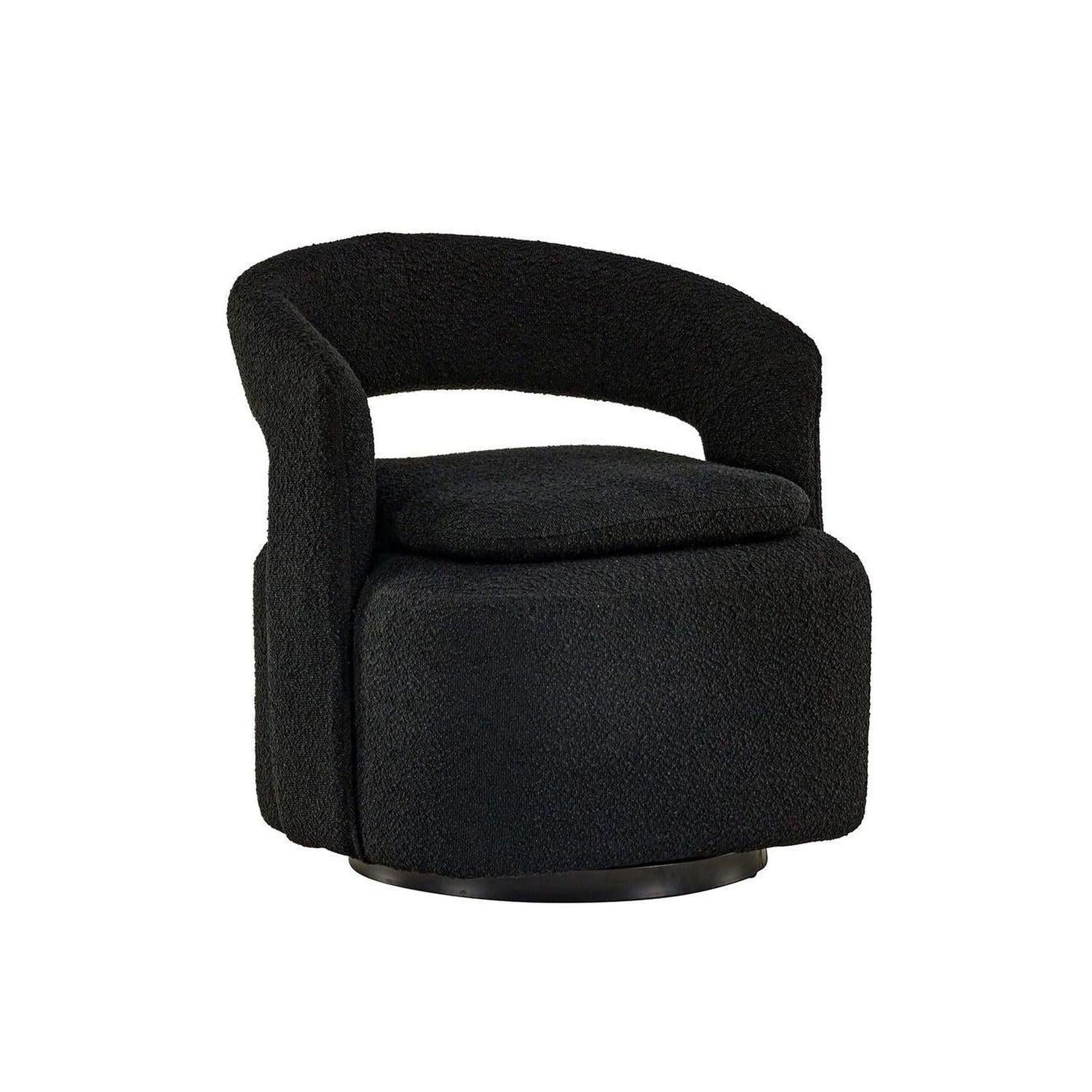 Sessel Laurel Drehsessel aus Teddy - Bouclé - SchwarzLoungesessel