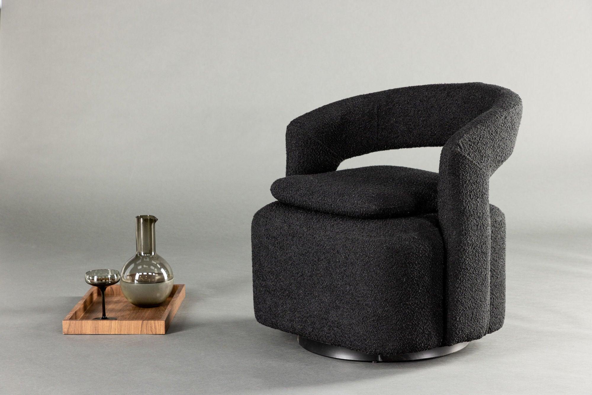 Sessel Laurel Drehsessel aus Teddy - Bouclé - SchwarzLoungesessel