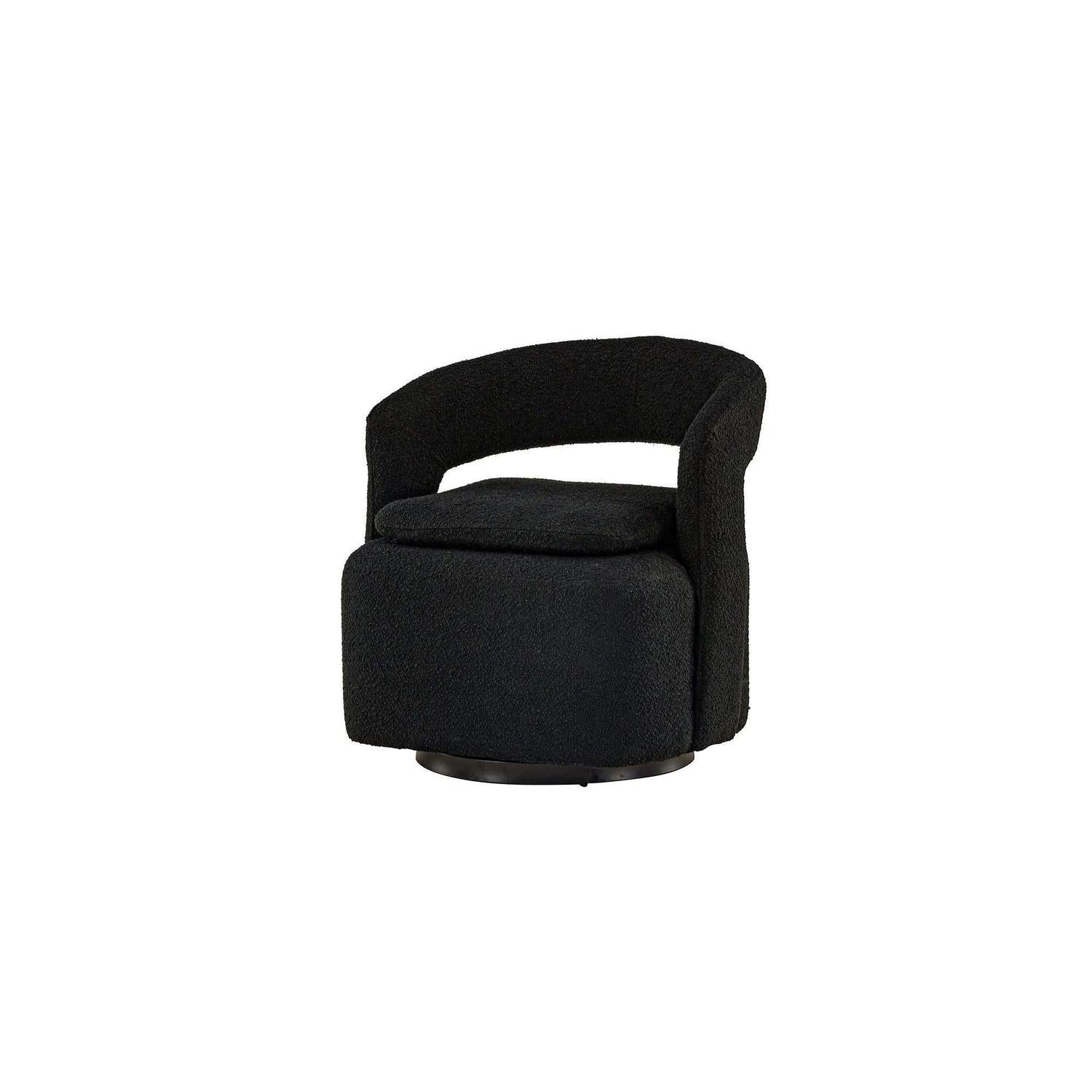 Sessel Laurel Drehsessel aus Teddy-Bouclé - Schwarz-Sessel-Venture Home-le canapé