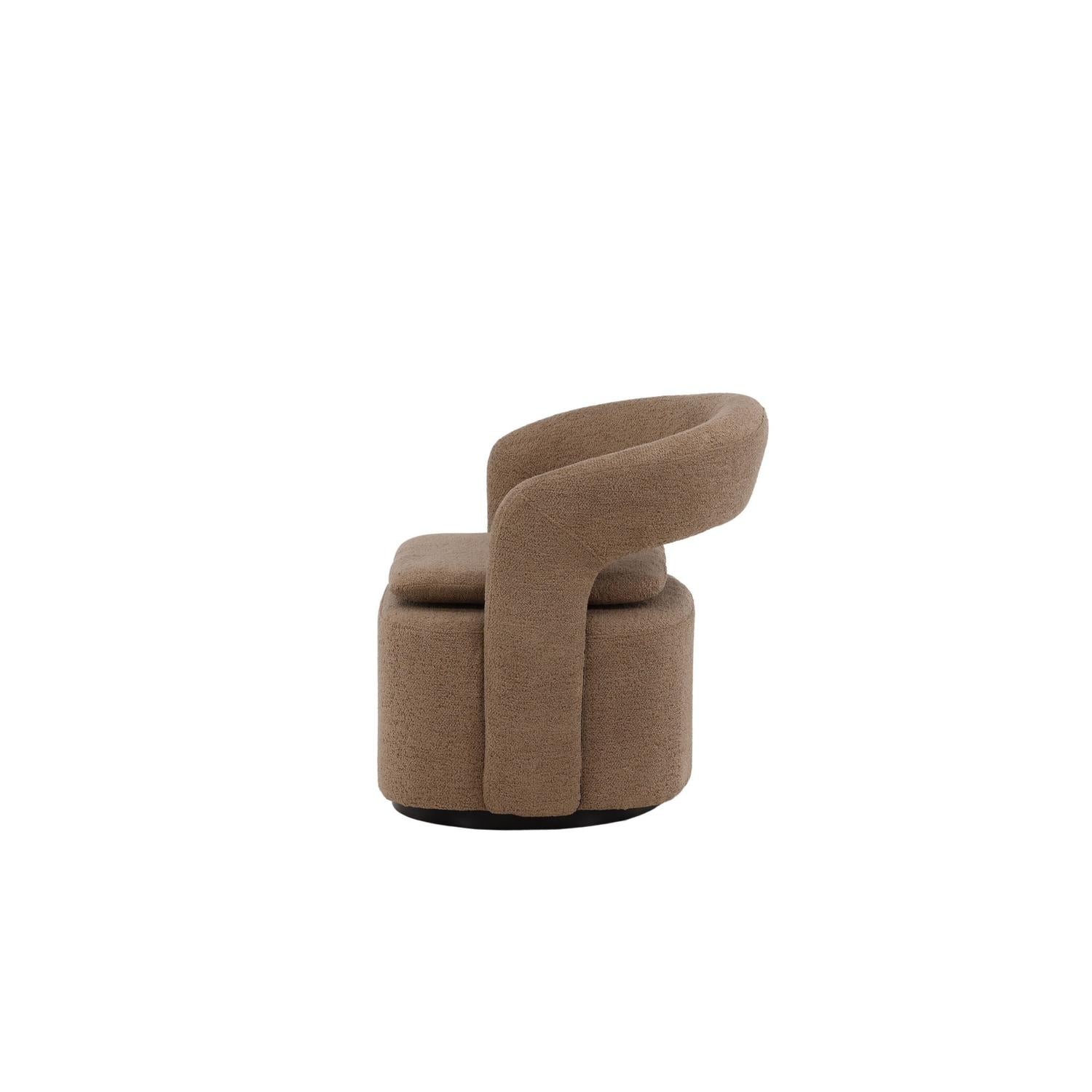 Sessel Laurel Drehsessel aus Teddy-Boucle Stoff- Braun-Sessel-Venture Home-le canapé