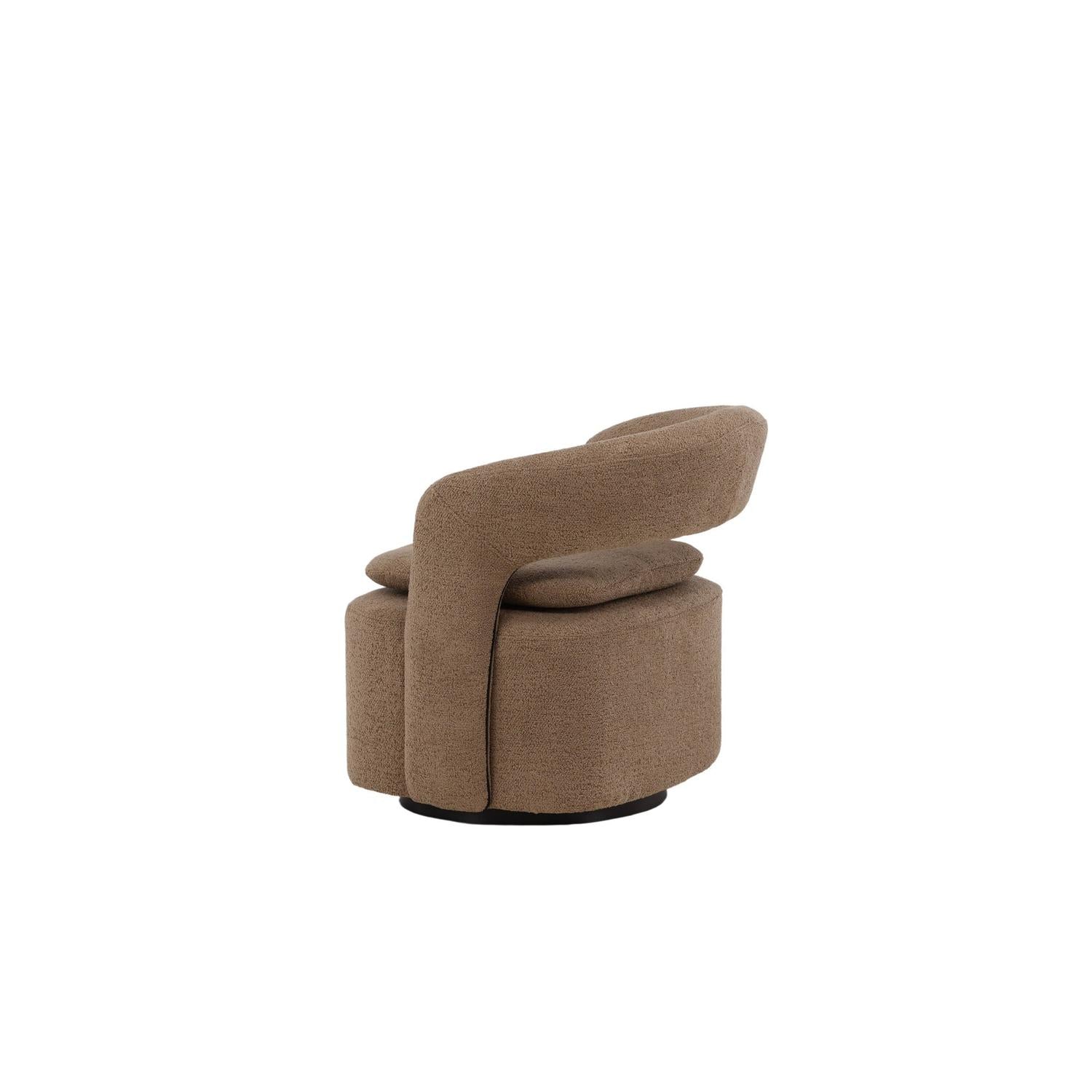Sessel Laurel Drehsessel aus Teddy-Boucle Stoff- Braun-Sessel-Venture Home-le canapé