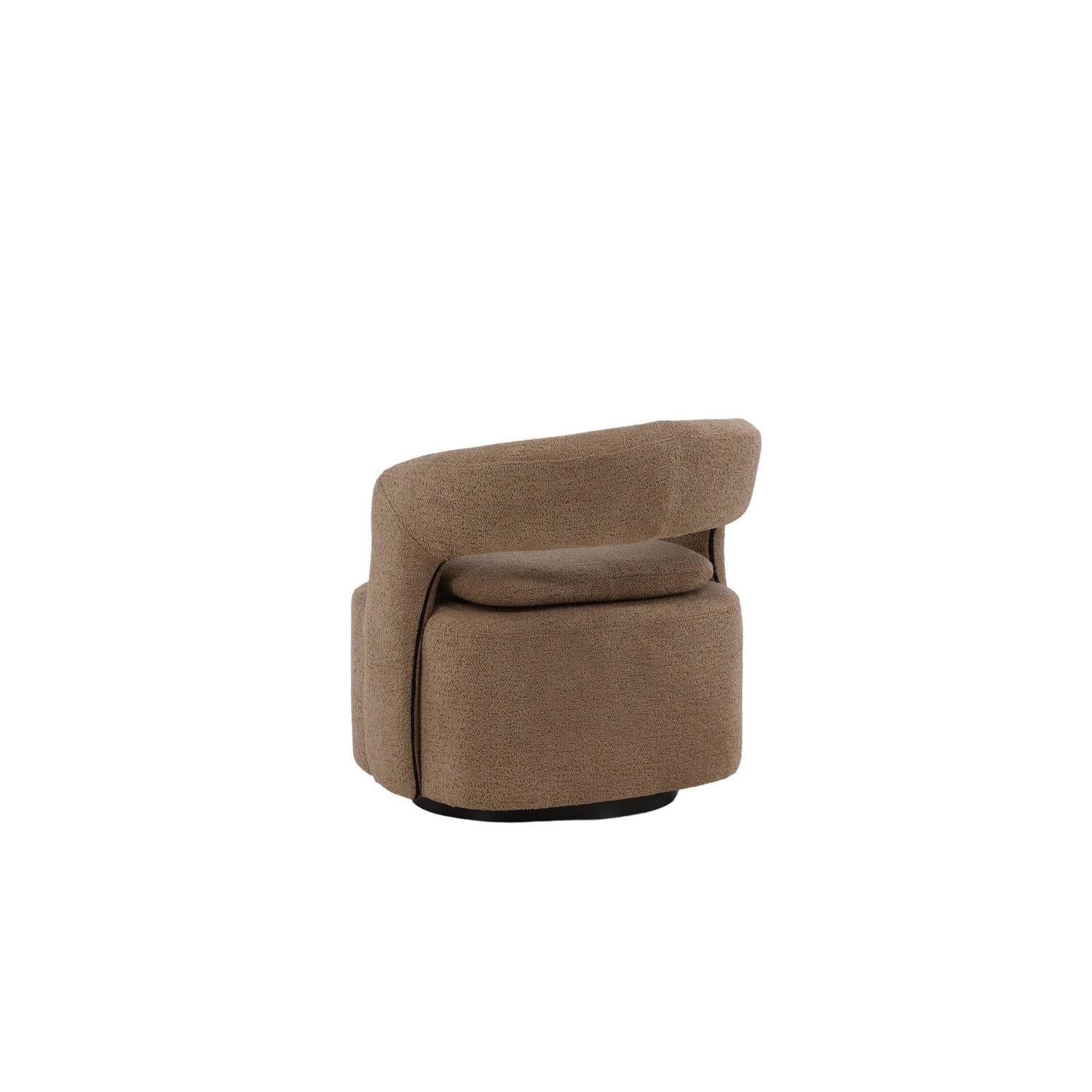 Sessel Laurel Drehsessel aus Teddy-Boucle Stoff- Braun-Sessel-Venture Home-le canapé
