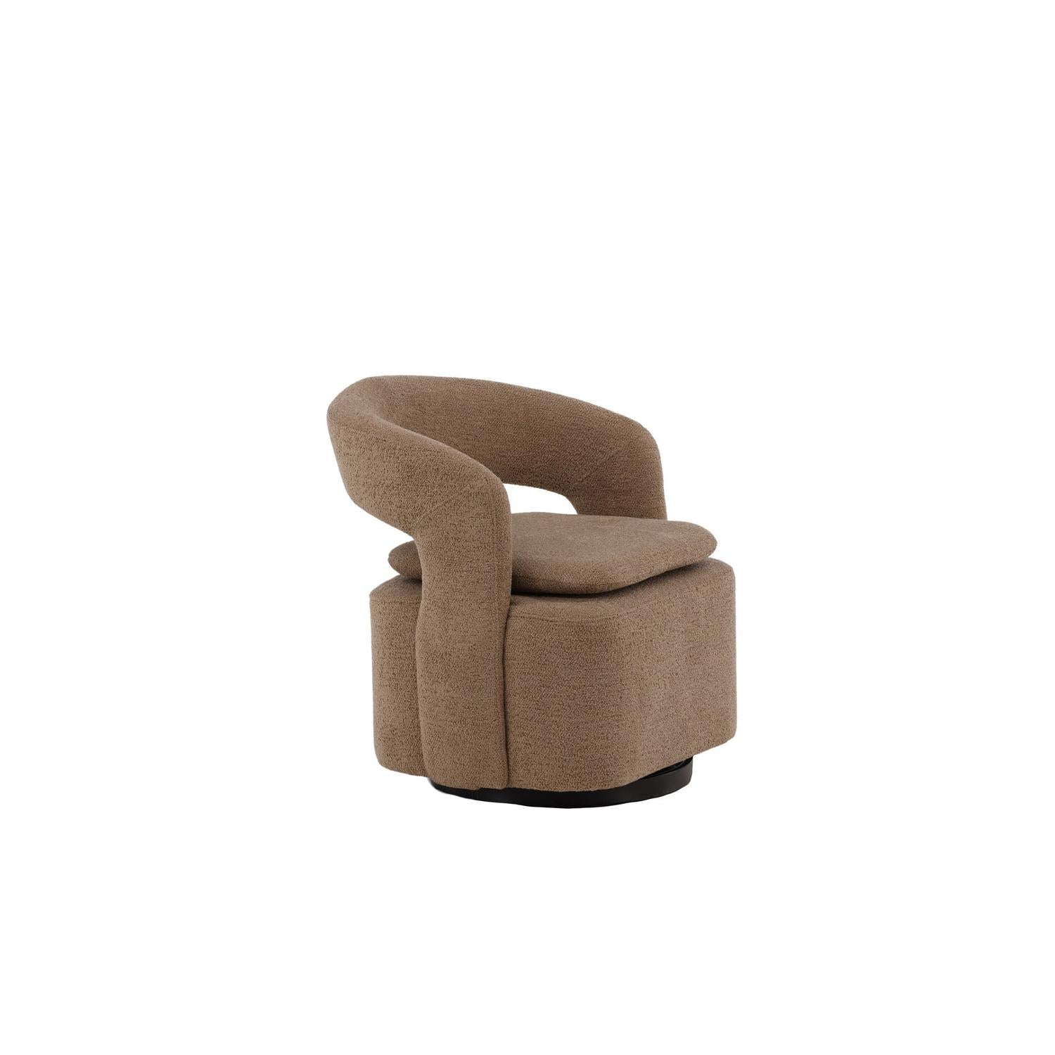 Sessel Laurel Drehsessel aus Teddy-Boucle Stoff- Braun-Sessel-Venture Home-le canapé