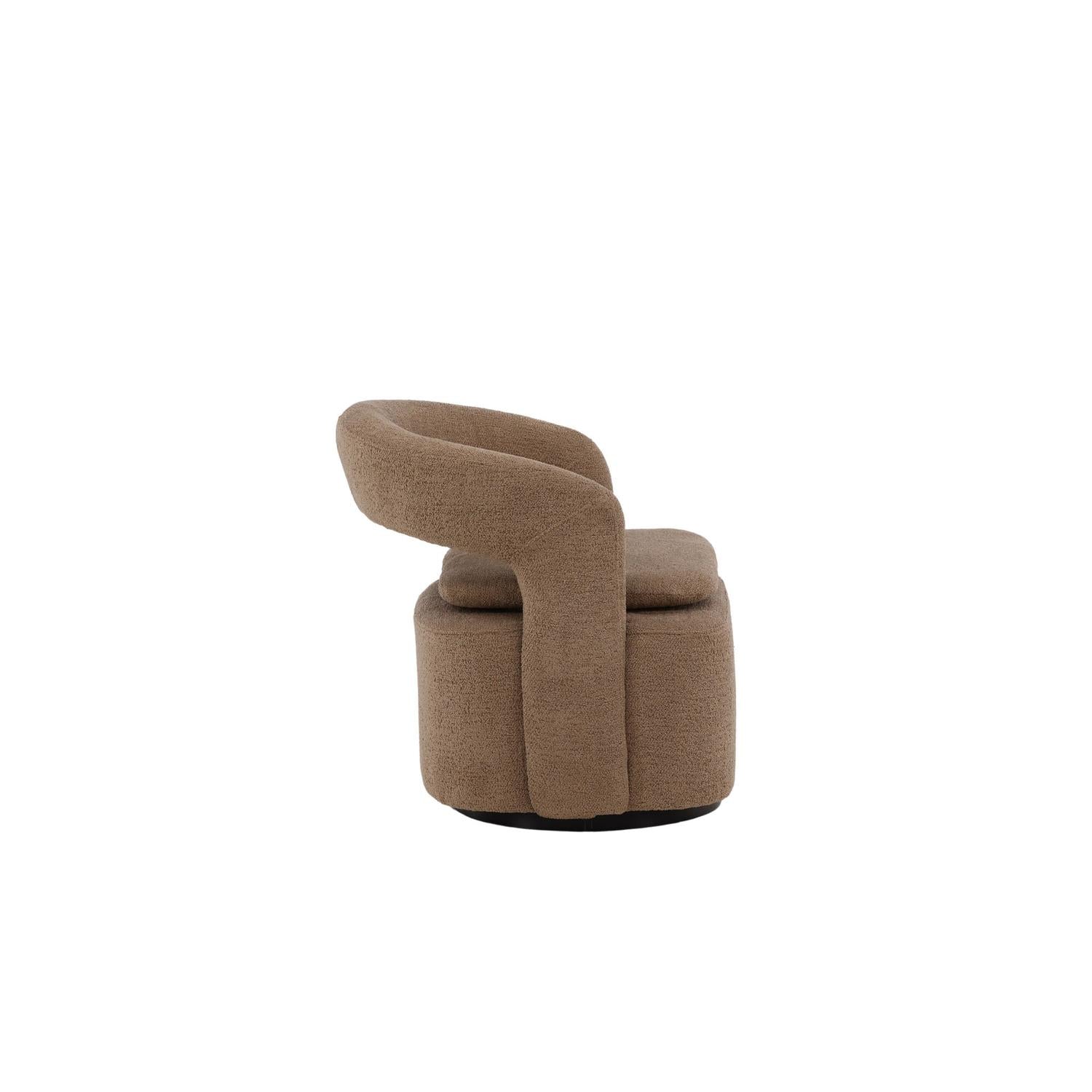 Sessel Laurel Drehsessel aus Teddy-Boucle Stoff- Braun-Sessel-Venture Home-le canapé