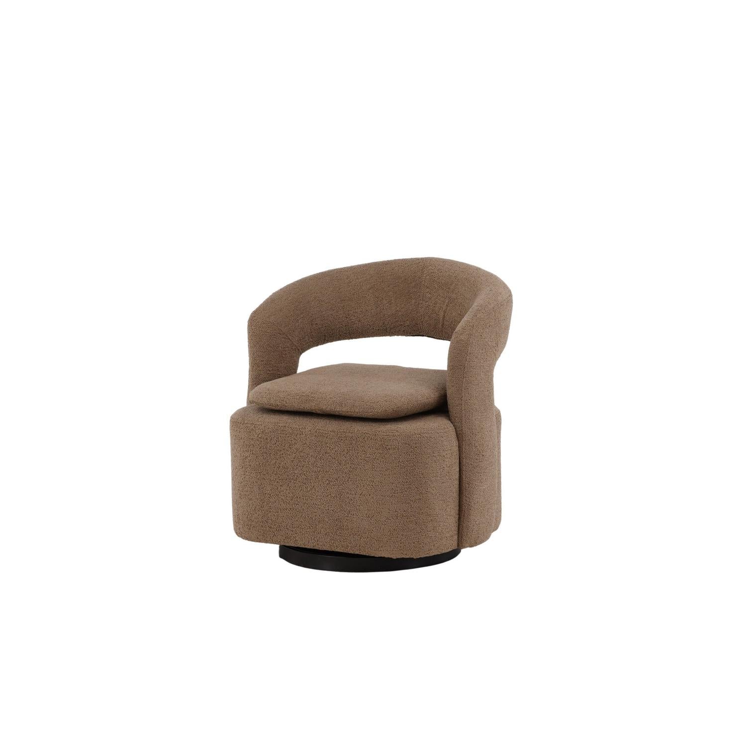 Sessel Laurel Drehsessel aus Teddy-Boucle Stoff- Braun-Sessel-Venture Home-le canapé