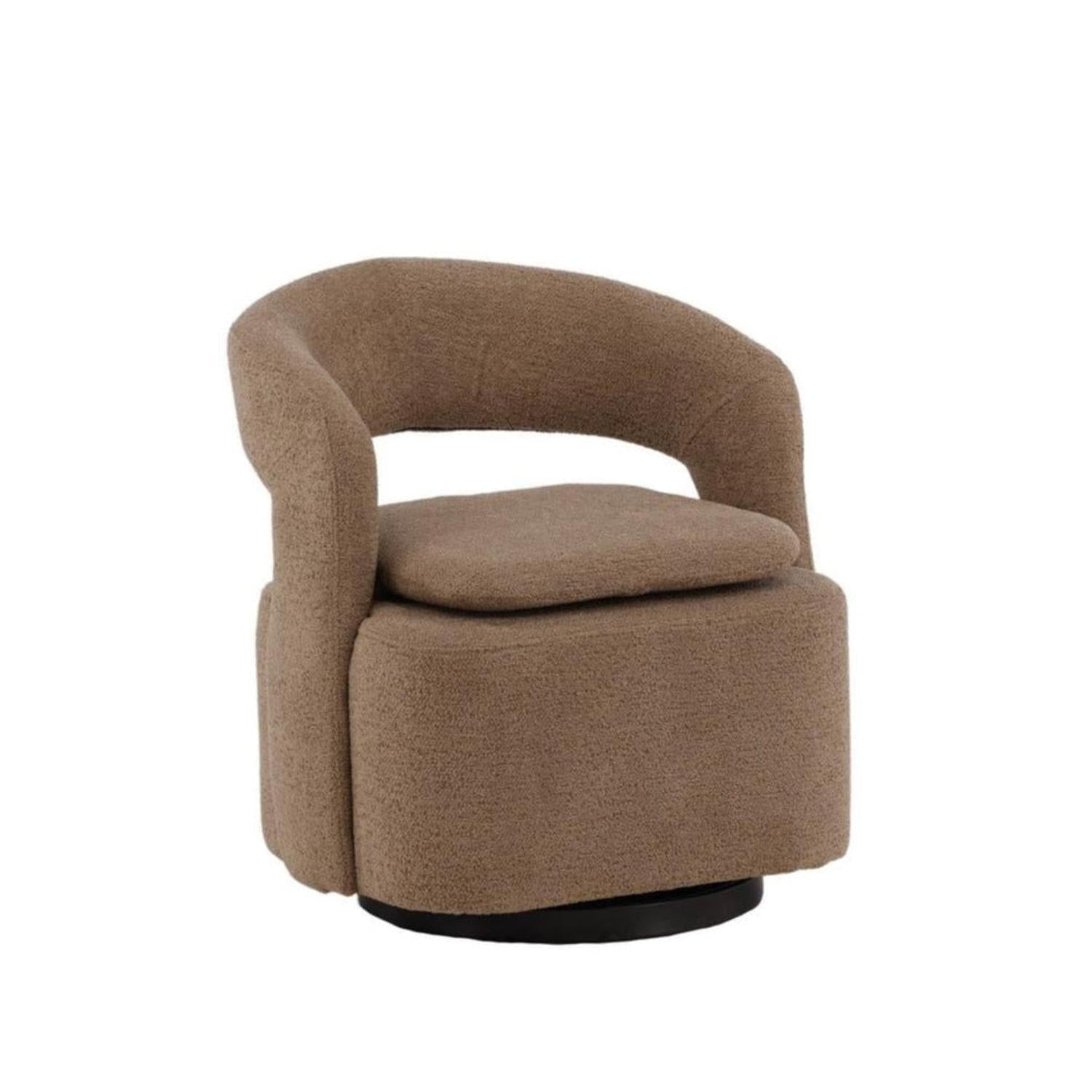 Sessel Laurel Drehsessel aus Teddy-Boucle Stoff- Braun-Sessel-Venture Home-le canapé