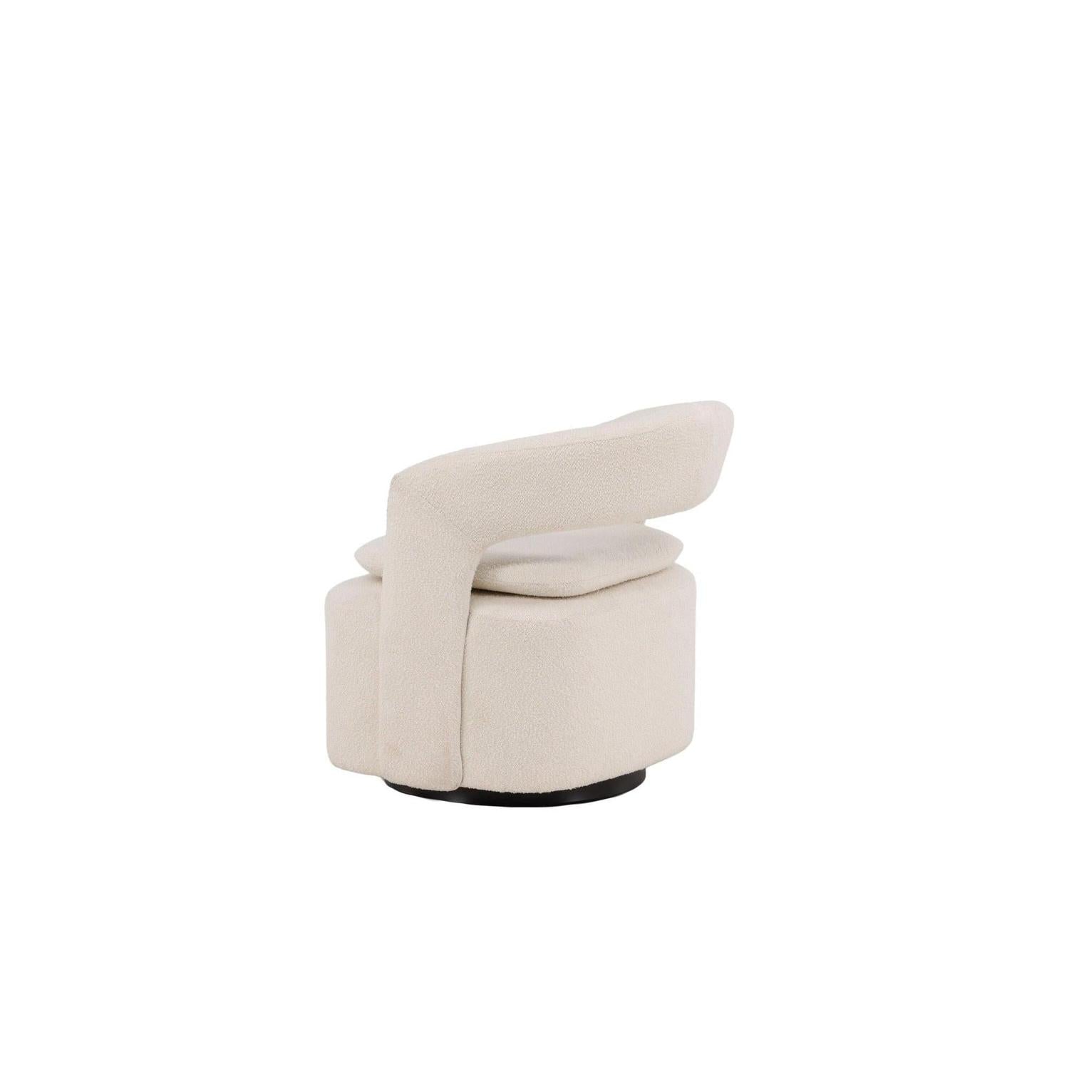 Sessel Laurel Drehsessel aus Teddy-Bouclé - Weiß-Sessel-Venture Home-le canapé