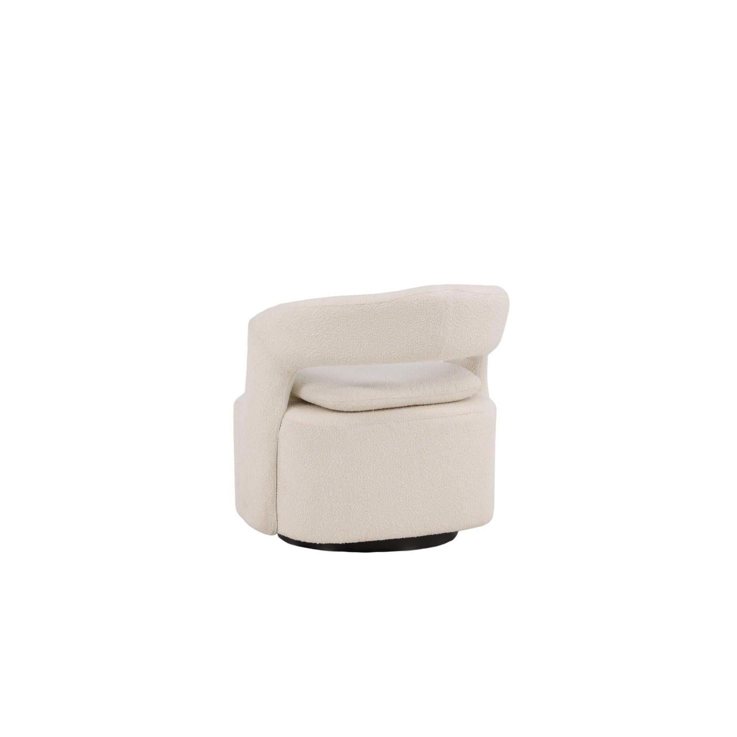 Sessel Laurel Drehsessel aus Teddy-Bouclé - Weiß-Sessel-Venture Home-le canapé