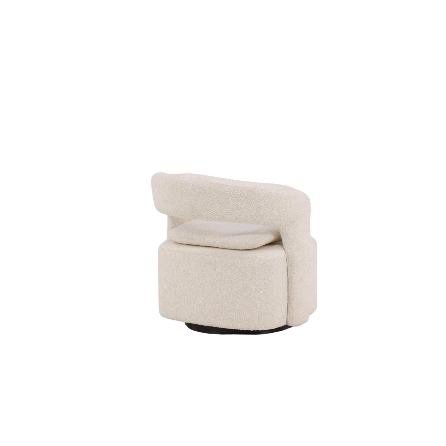 Sessel Laurel Drehsessel aus Teddy-Bouclé - Weiß-Sessel-Venture Home-le canapé