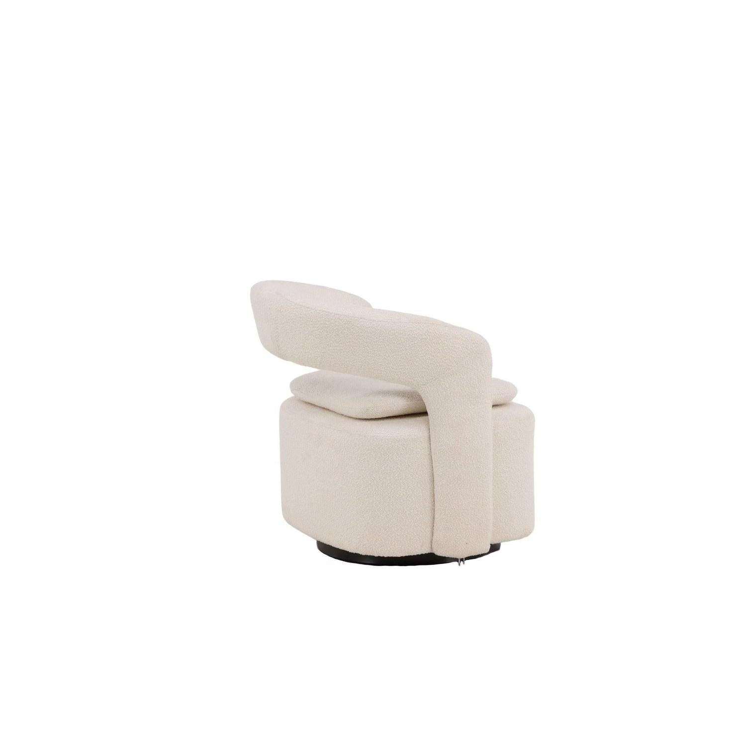 Sessel Laurel Drehsessel aus Teddy-Bouclé - Weiß-Sessel-Venture Home-le canapé