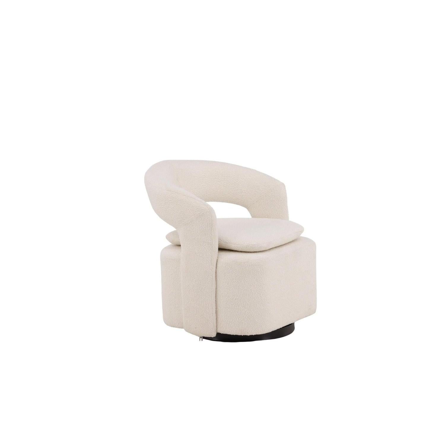 Sessel Laurel Drehsessel aus Teddy-Bouclé - Weiß-Sessel-Venture Home-le canapé
