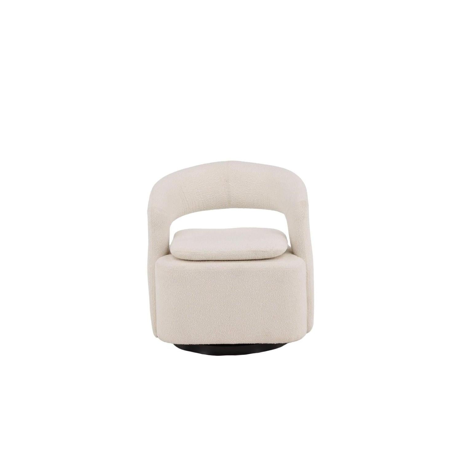 Sessel Laurel Drehsessel aus Teddy-Bouclé - Weiß-Sessel-Venture Home-le canapé