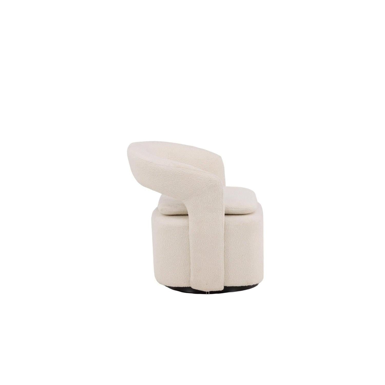 Sessel Laurel Drehsessel aus Teddy-Bouclé - Weiß-Sessel-Venture Home-le canapé