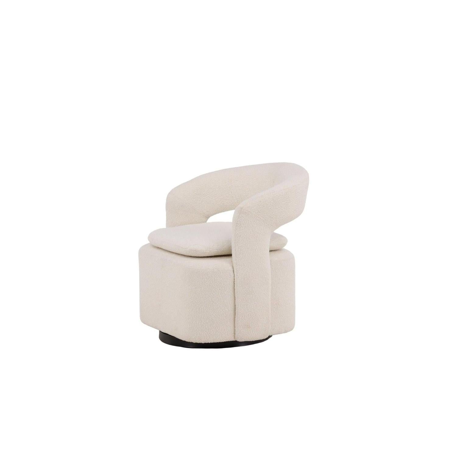 Sessel Laurel Drehsessel aus Teddy-Bouclé - Weiß-Sessel-Venture Home-le canapé
