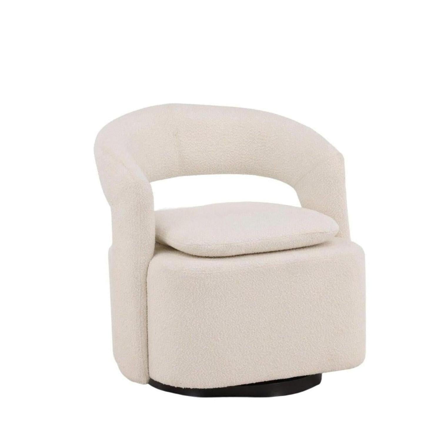 Sessel Laurel Drehsessel aus Teddy-Bouclé - Weiß-Sessel-Venture Home-le canapé