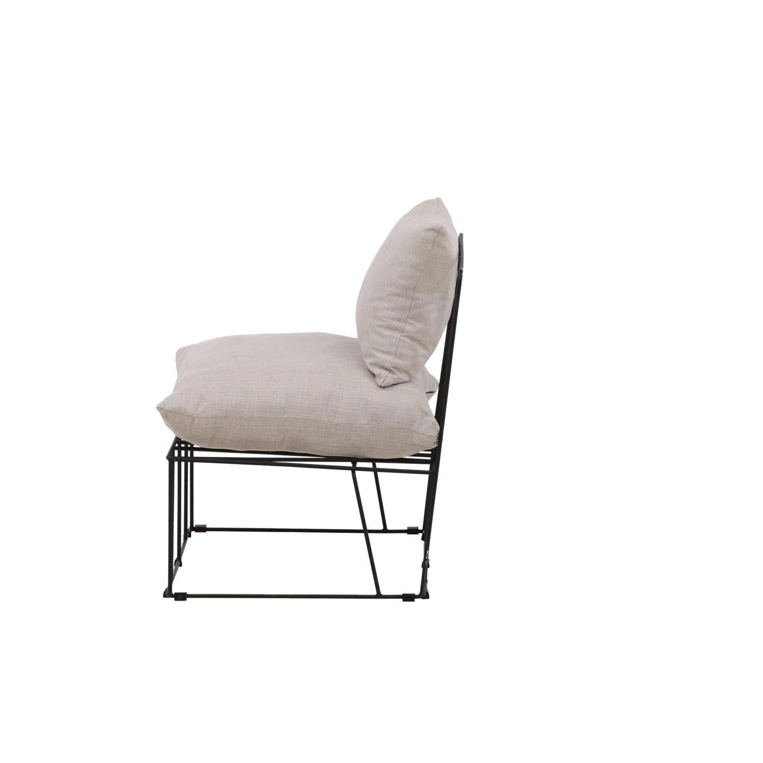 Sessel Livonia aus Leinen mit Metallgestell - Schwarz-Sessel-Venture Home-le canapé